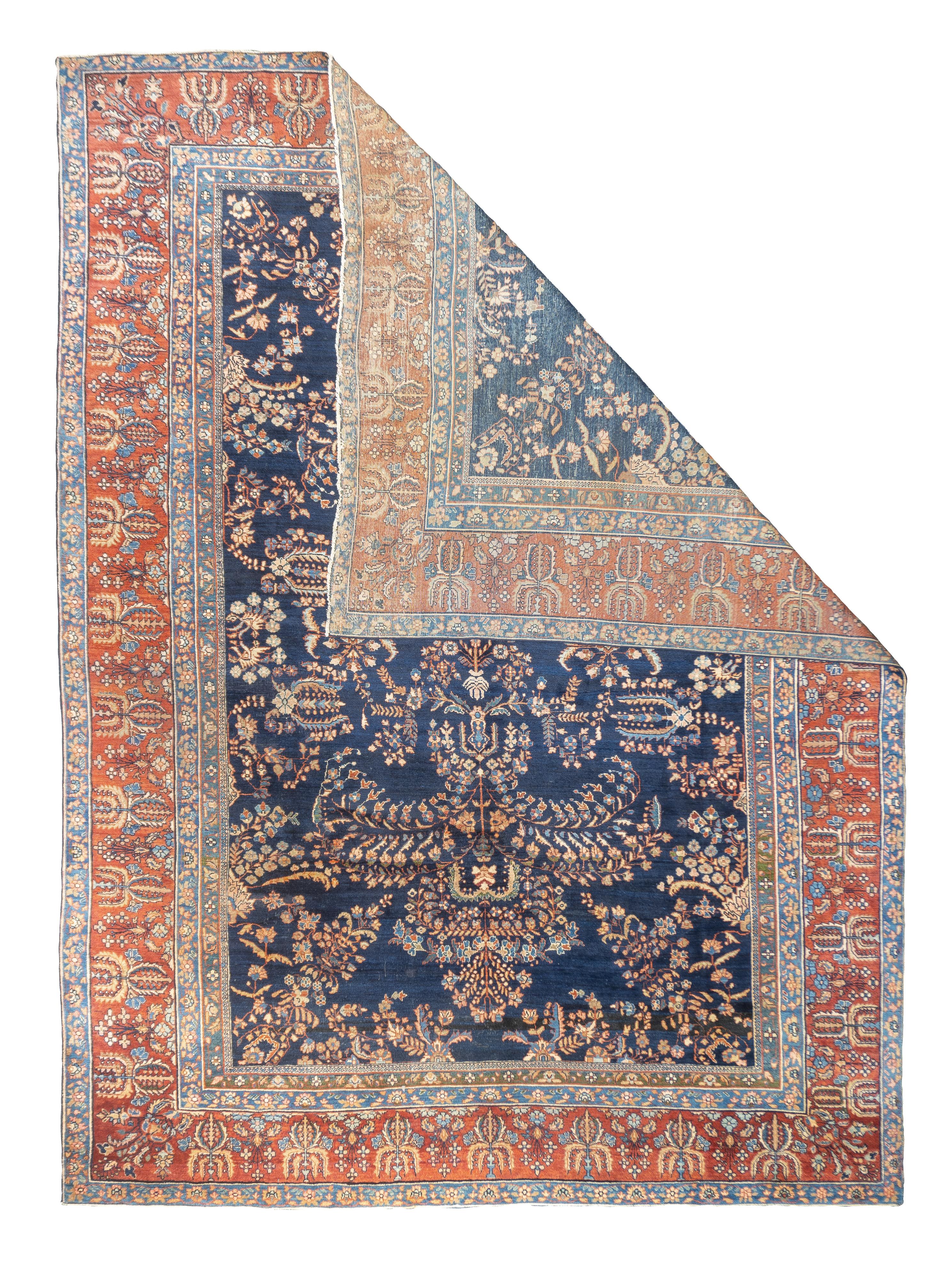 Antiker persischer Sarouk-Teppich 8'8'' x 11'8''. Die gut geknüpften Dorfteppiche aus dem Gebiet von Arak/Sultanabad, insbesondere die 