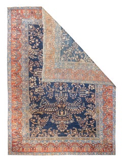 Antique Persian Sarouk Rug, Hand-Knotted Wool & Cotton, Iran, 1900
