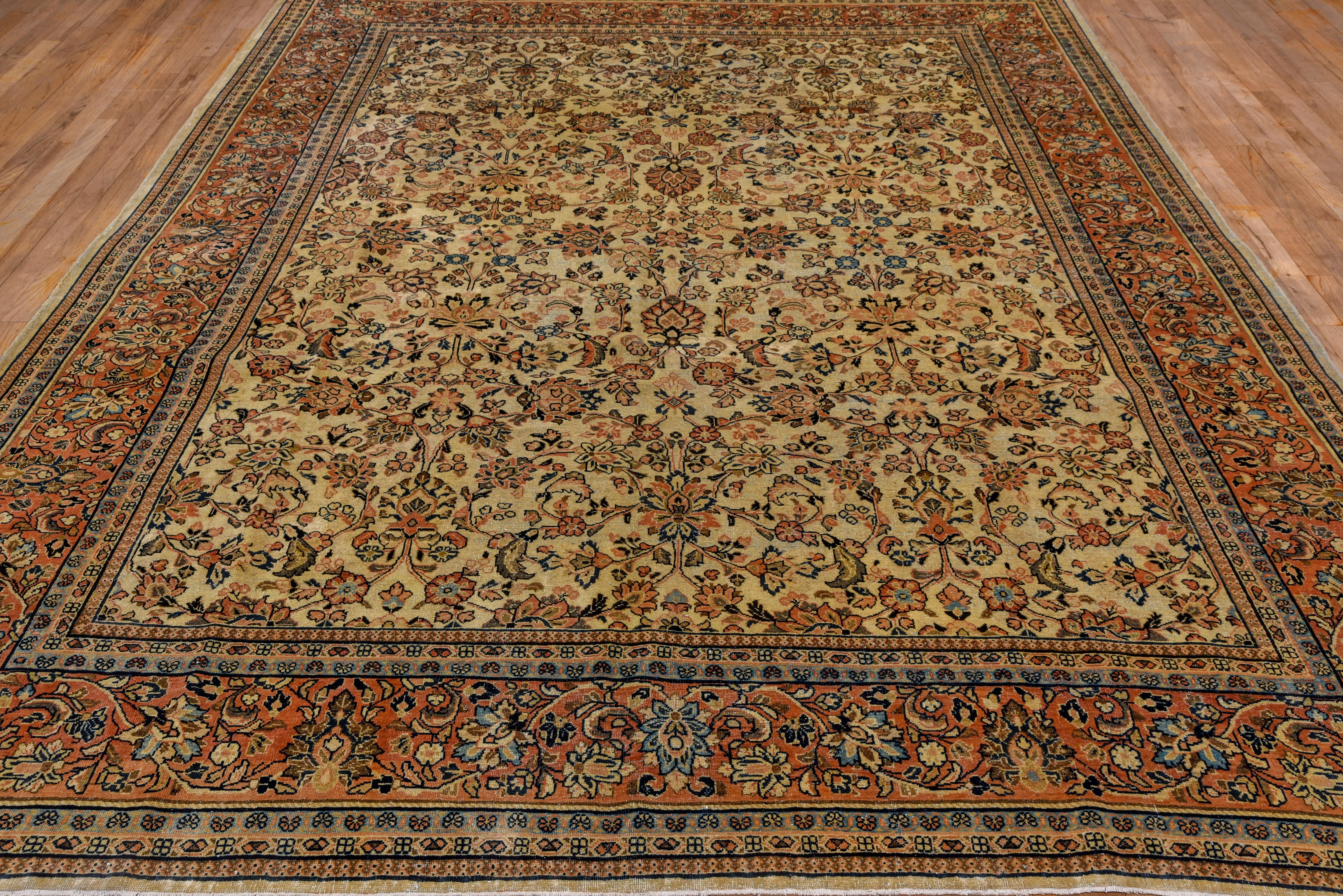 Sarouk Farahan Antique Persian Sarouk Rug, Allover Field, Circa 1930s For Sale