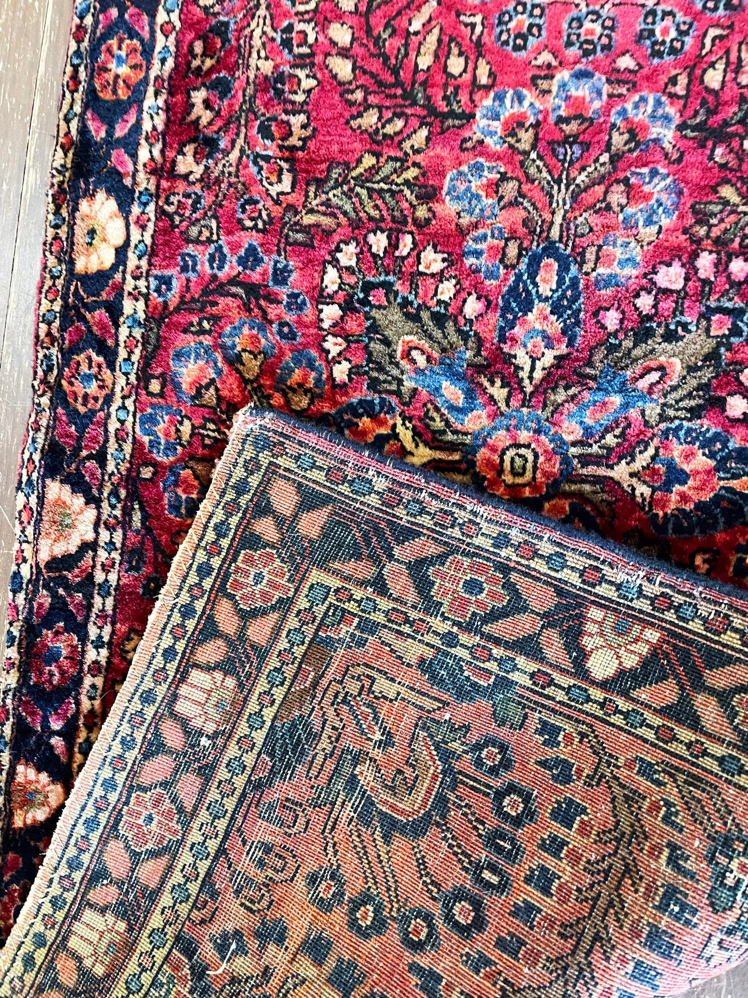 Hand-Knotted Antique Persian Sarouk Rug, C-1920 For Sale