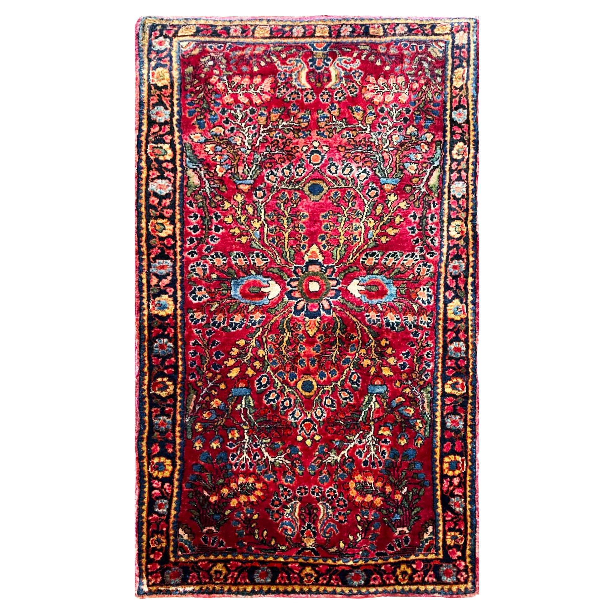 1920 Antique Persian Maharajan Sarouk Rug, Corals For Sale at 1stDibs