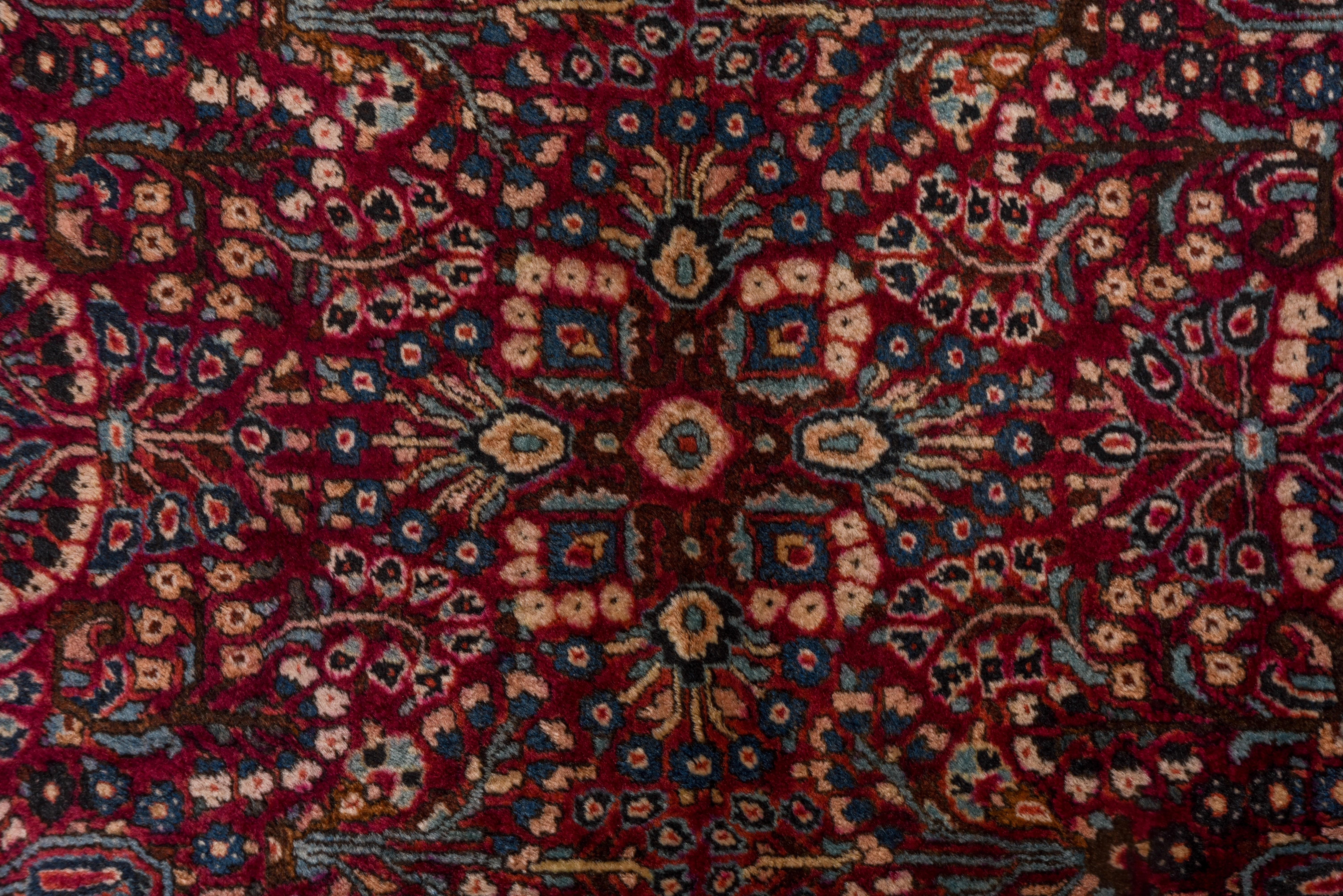 Hand-Knotted Antique Persian Sarouk Rug, Dark Red Field, circa 1930s For Sale