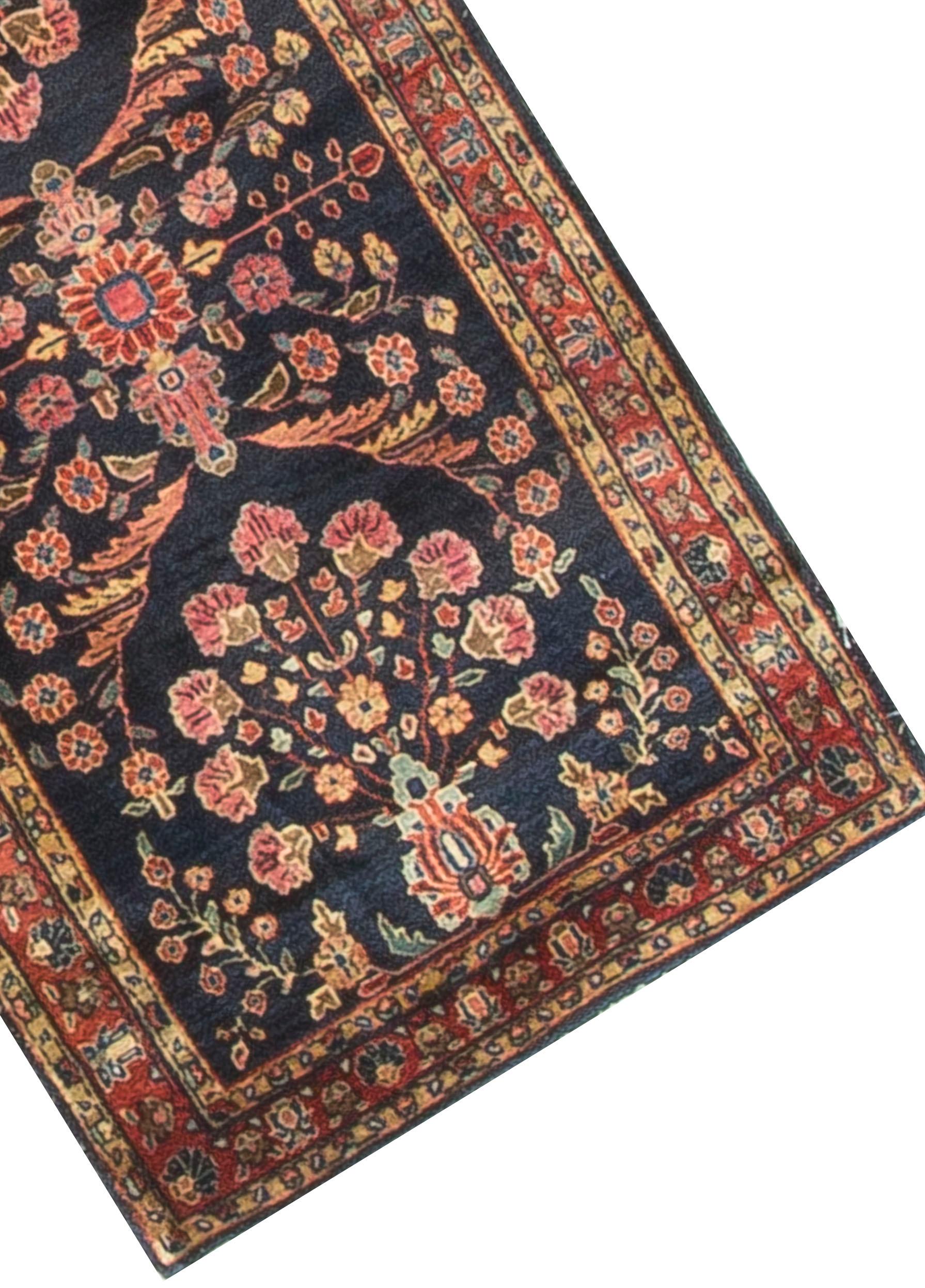 Hand-Knotted Antique Persian Sarouk Rug For Sale