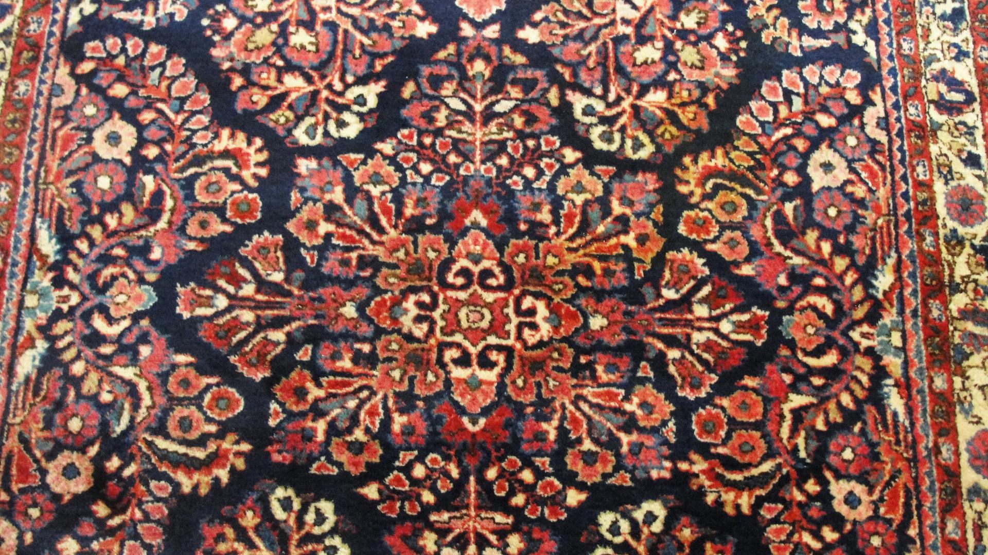 Hand-Woven Antique Persian Sarouk Rug