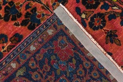 Antique Persian Sarouk Rug, Hot Pink Field, Navy Borders, circa 9s0