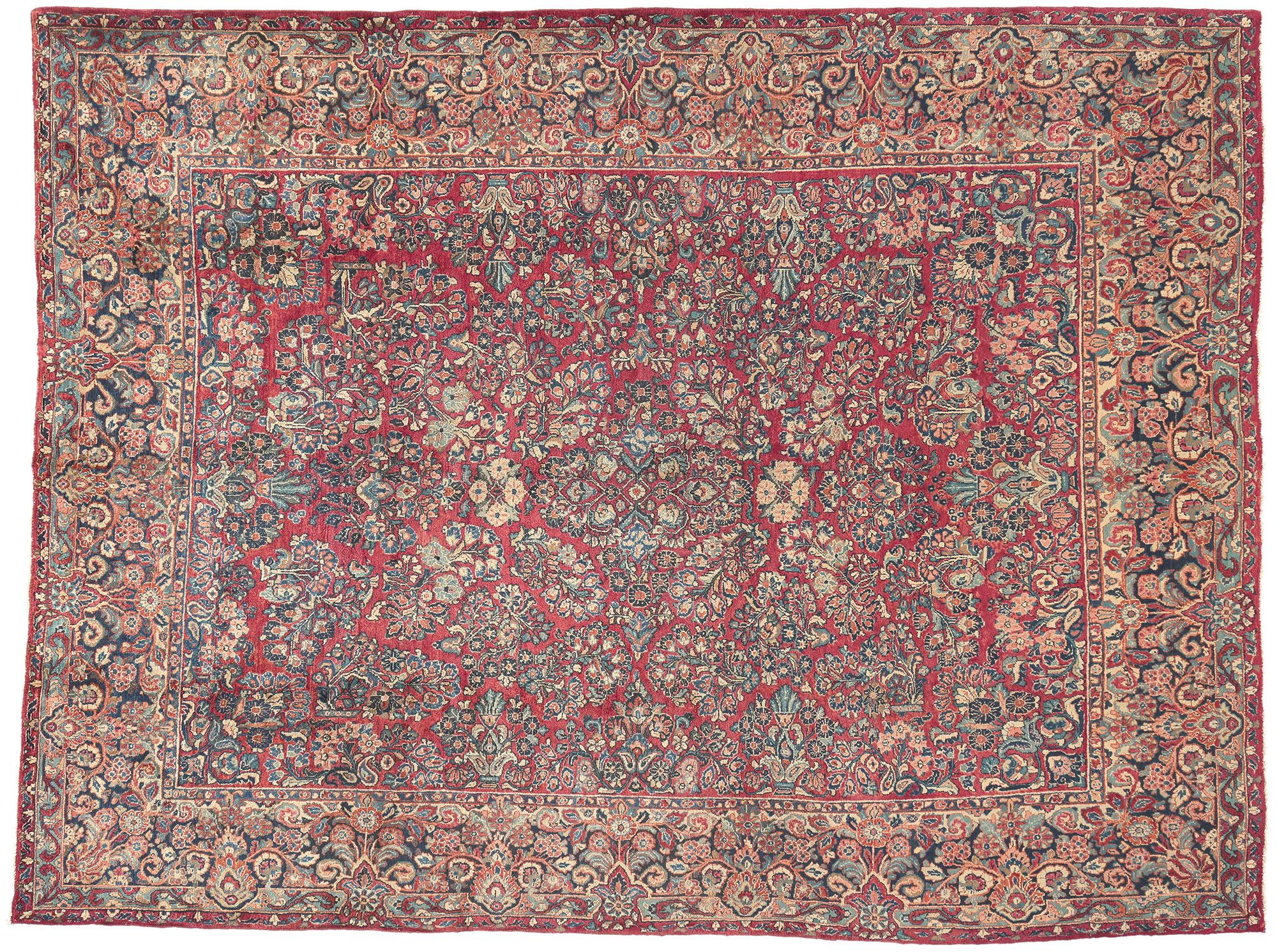 Antique Persian Sarouk Rug, Timeless Elegance Meets Art Nouveau For Sale 3