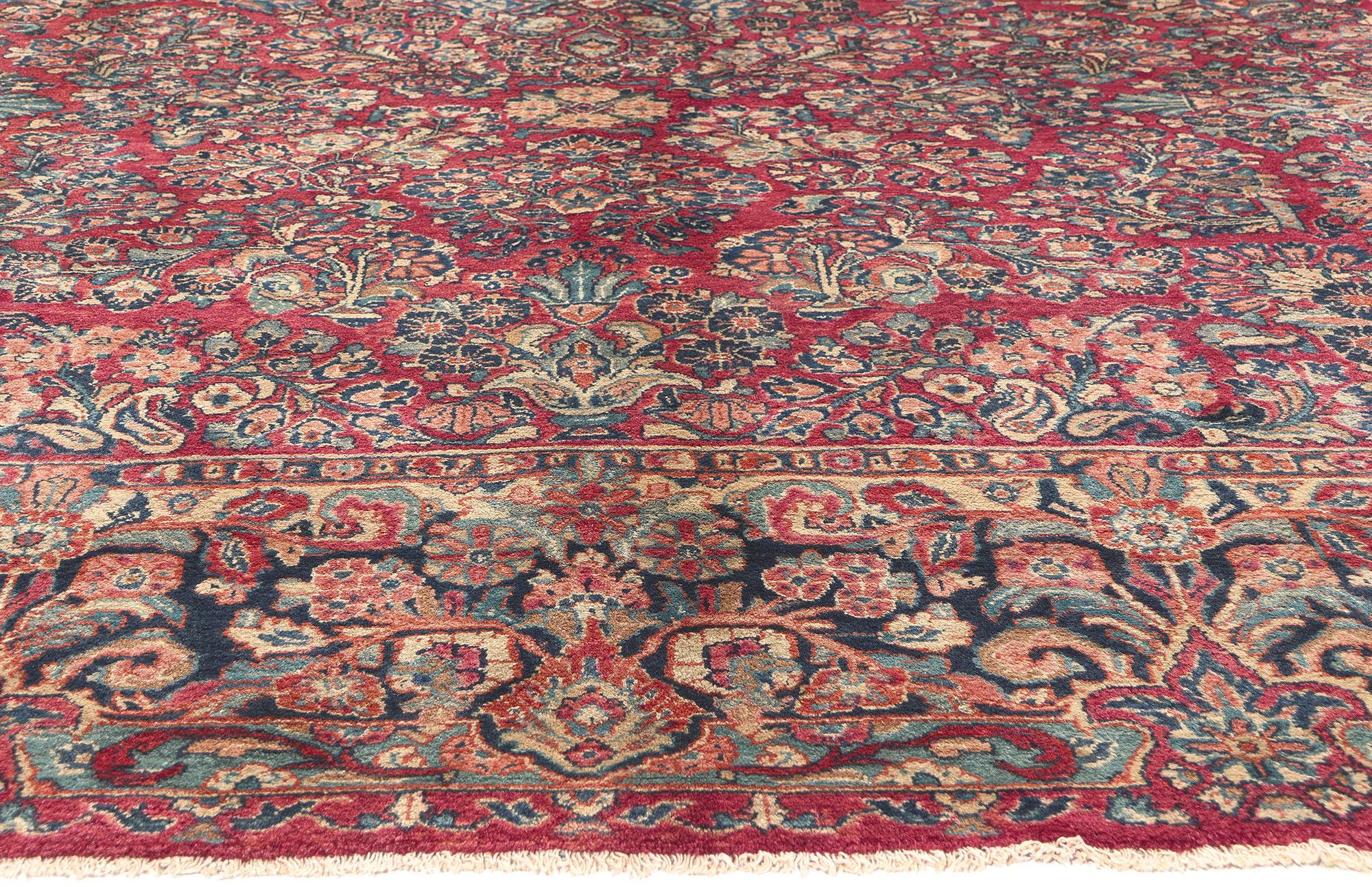 Hand-Knotted Antique Persian Sarouk Rug, Timeless Elegance Meets Art Nouveau For Sale