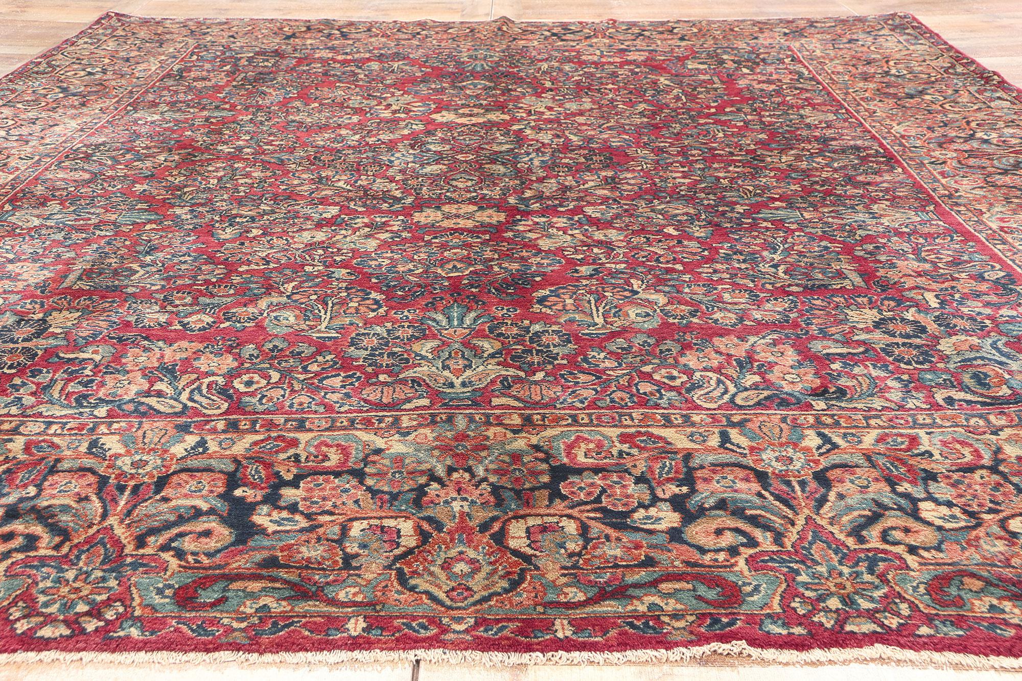 Antiker persischer Sarouk-Teppich, zeitlose Eleganz trifft auf Jugendstil (Wolle) im Angebot