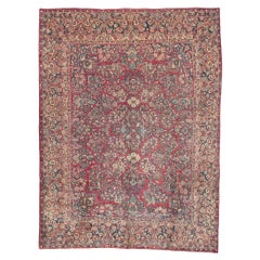 Antiker persischer Sarouk-Teppich, zeitlose Eleganz trifft auf Jugendstil