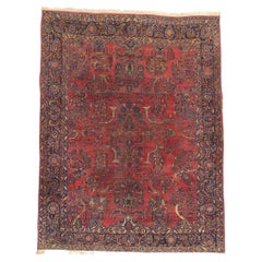 Antique Persian Sarouk Rug, Traditional Sensibility Meets Stately Decadence