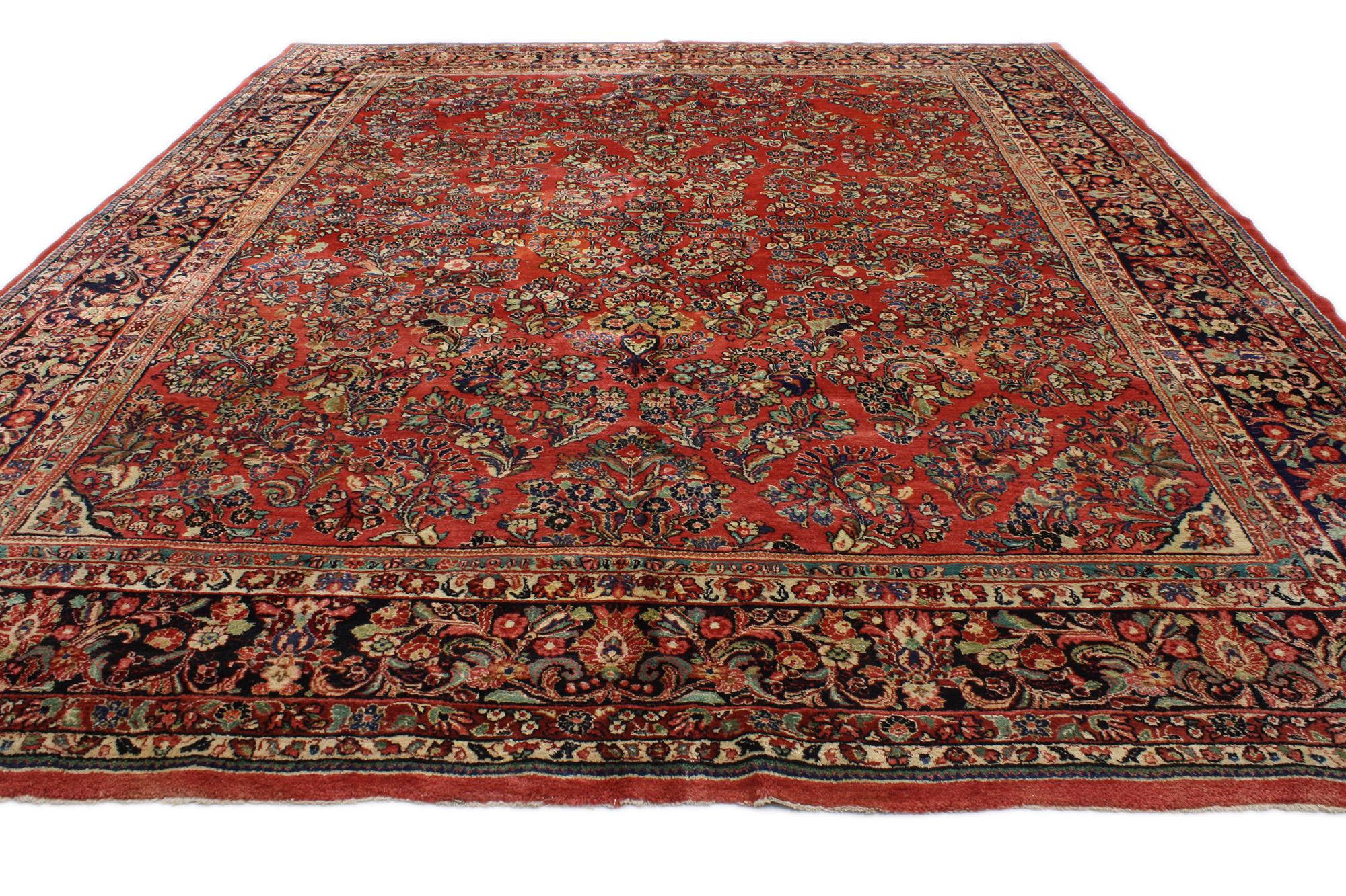 Sarouk Farahan Antico tappeto persiano Sarouk con stile Art Nouveau in vendita