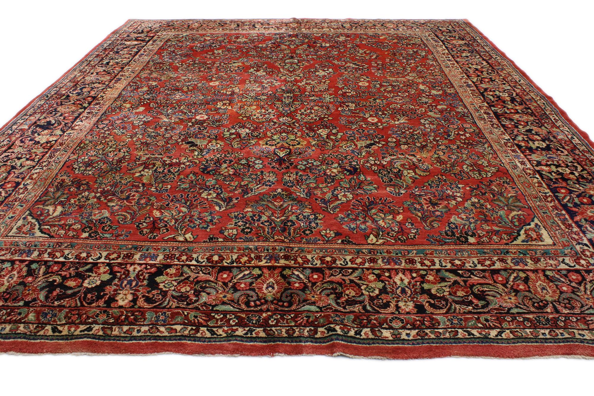 Sarouk Farahan Antique Persian Sarouk Rug with Art Nouveau Style For Sale