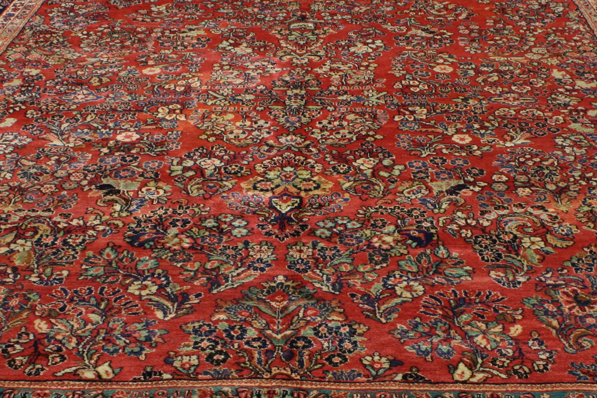 Hand-Knotted Antique Persian Sarouk Rug with Art Nouveau Style For Sale