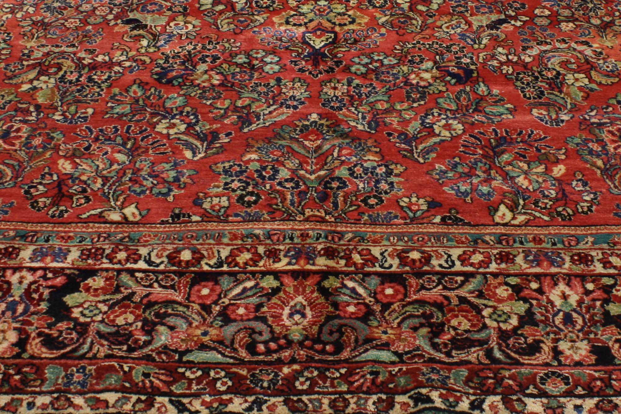 Antiker persischer Sarouk-Teppich aus Sarouk im Jugendstil mit Jugendstil (Handgeknüpft) im Angebot