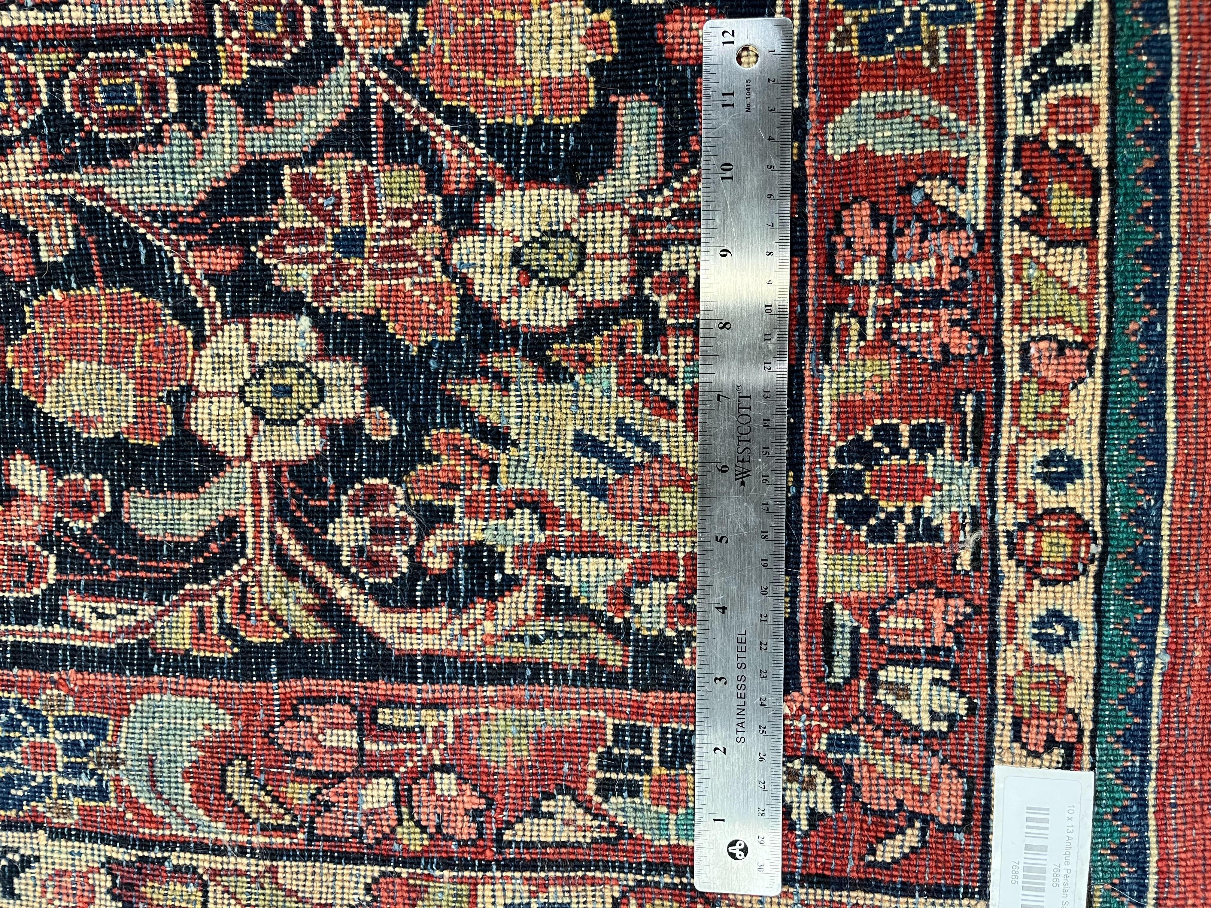 Wool Antique Persian Sarouk Rug with Art Nouveau Style For Sale