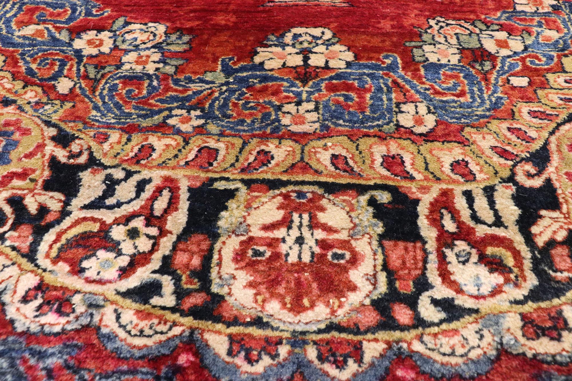 Hand-Knotted Antique Persian Sarouk Rug with Floral Victorian Style