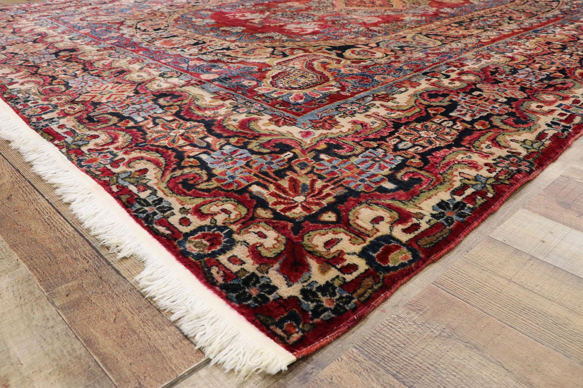 20th Century Antique Persian Sarouk Rug with Floral Victorian Style
