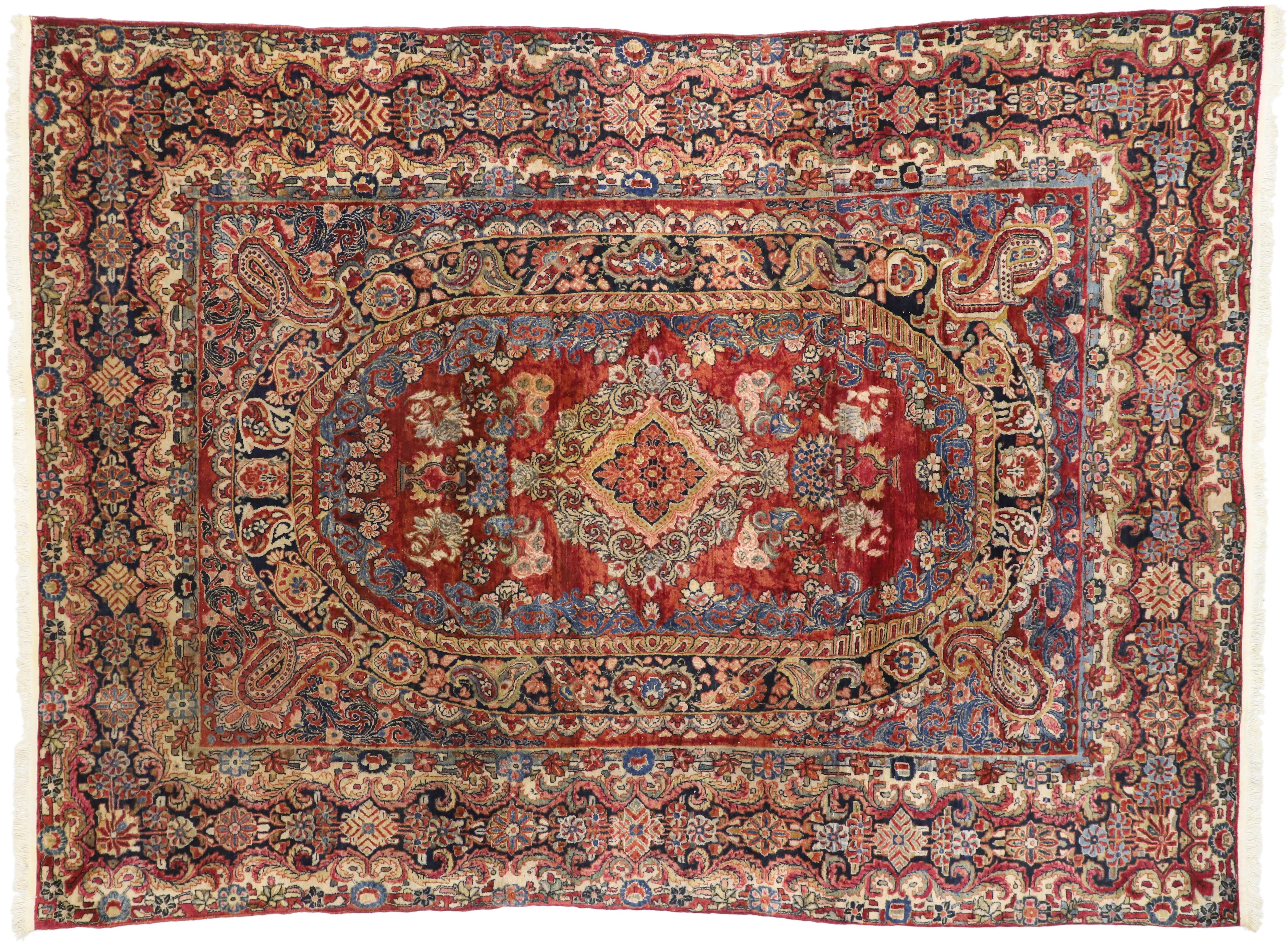 Antique Persian Sarouk Rug with Floral Victorian Style 2