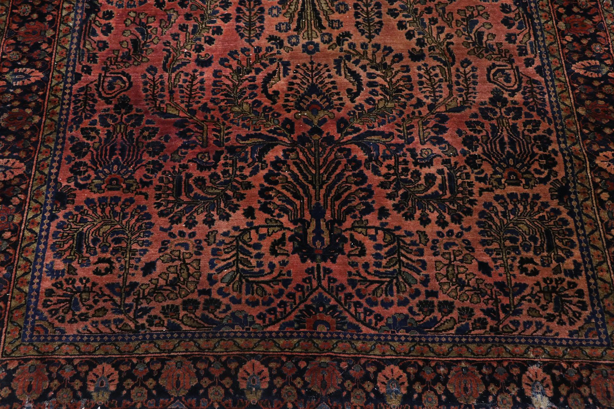 Hand-Knotted Antique Persian Sarouk Rug with Jacobean Style For Sale