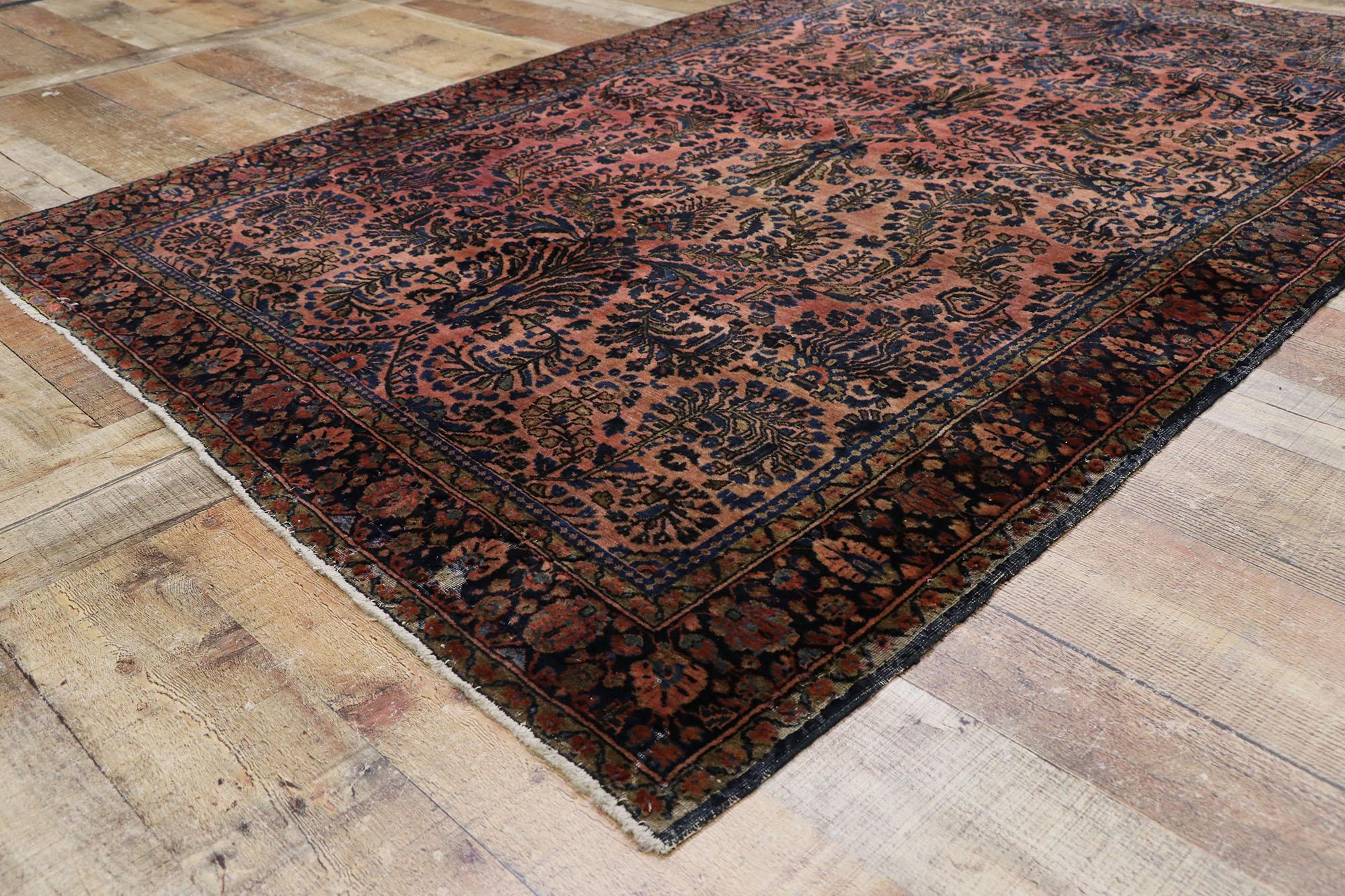 20th Century Antique Persian Sarouk Rug with Jacobean Style For Sale