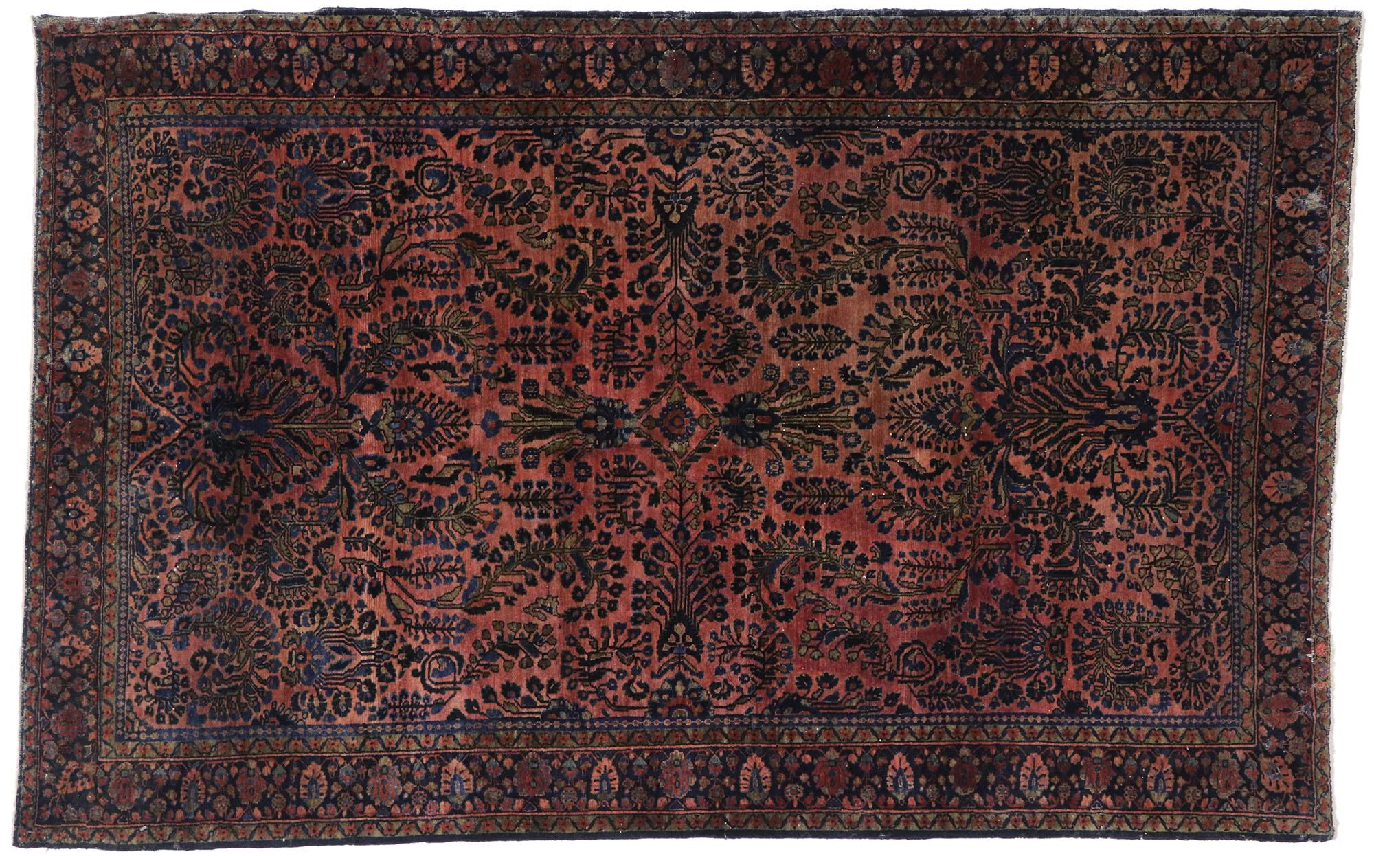 Antique Persian Sarouk Rug with Jacobean Style For Sale 2