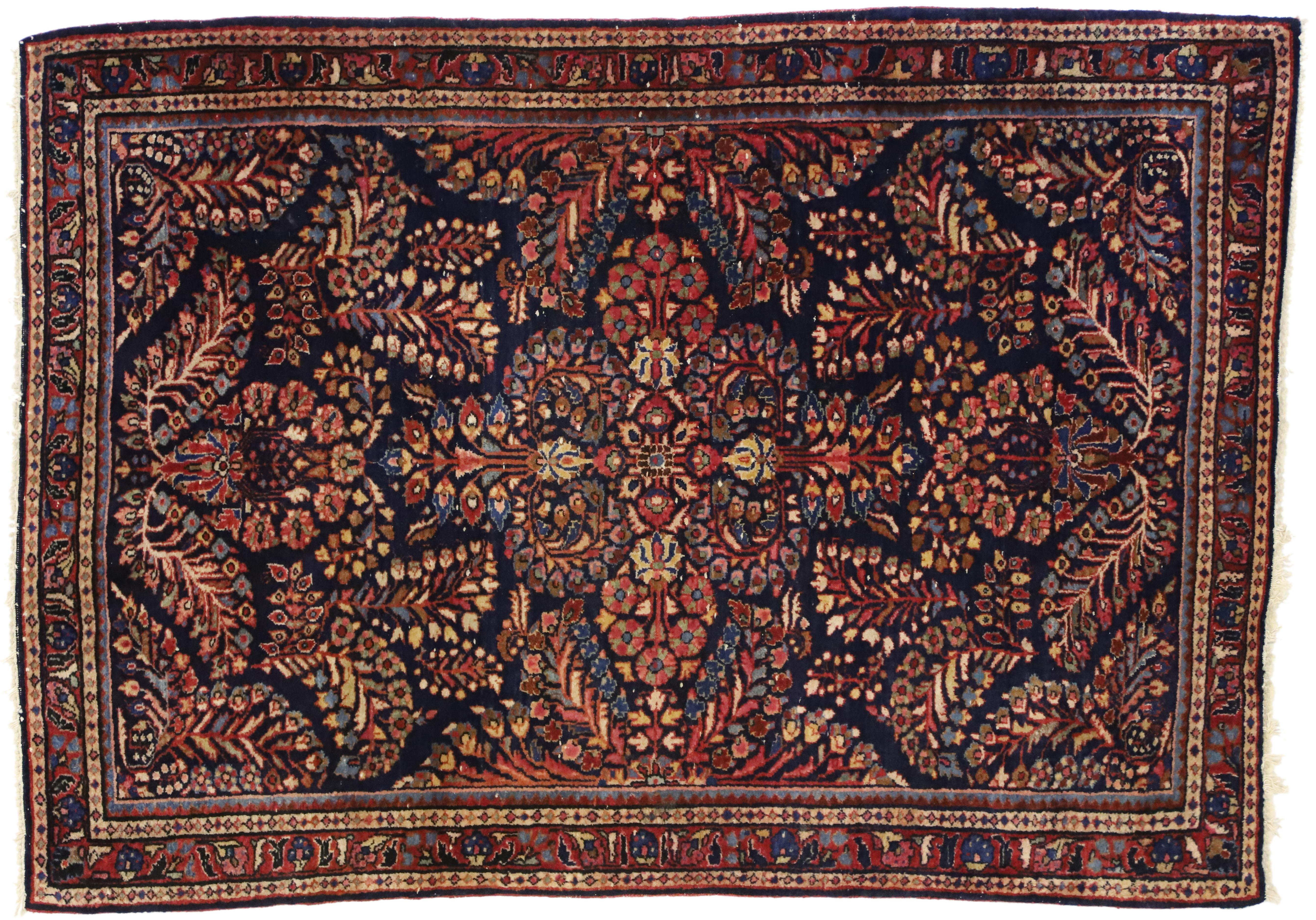 Antique Persian Sarouk Rug with Luxe Victorian Style, Scatter Rug 3