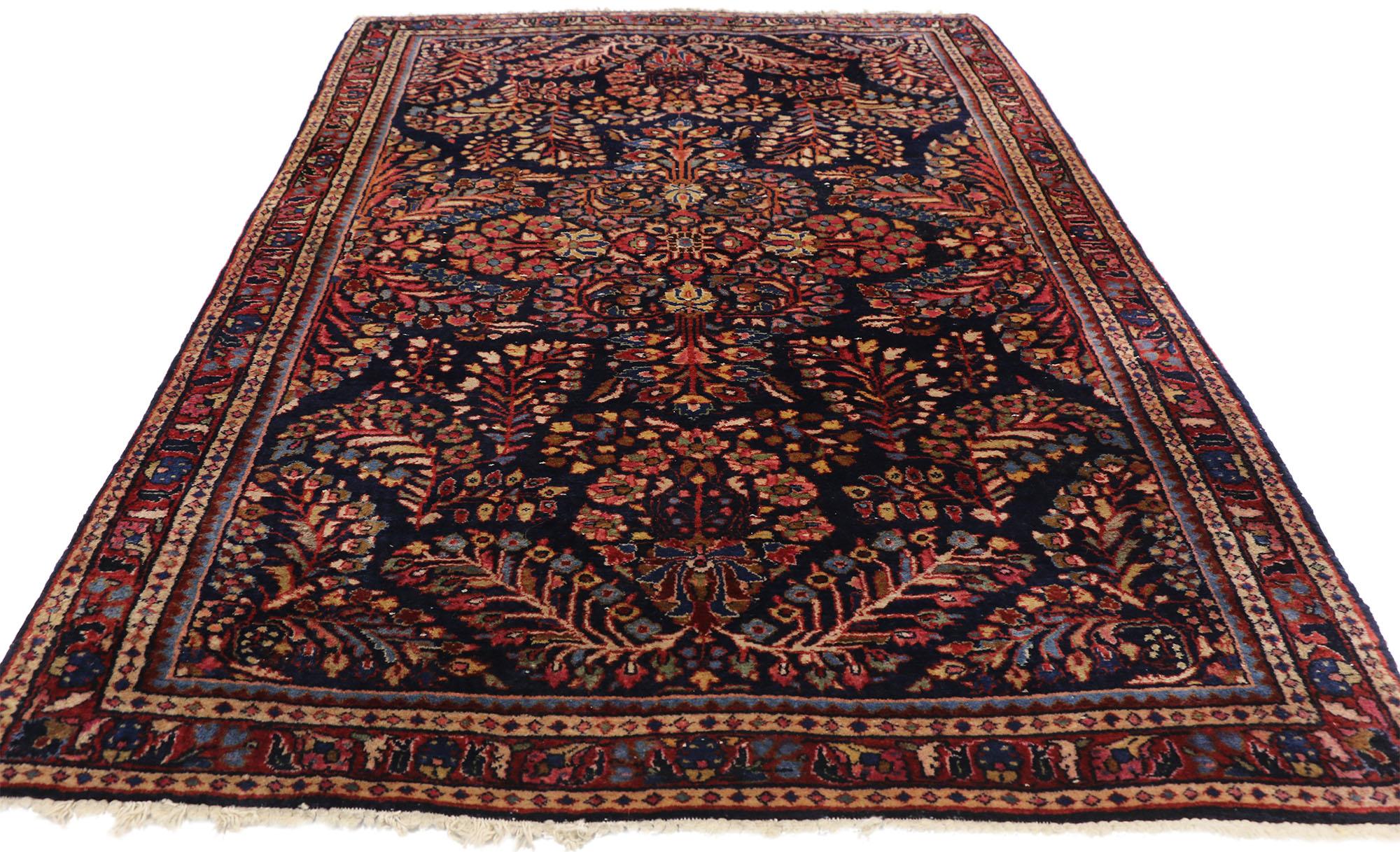Sarouk Farahan Antique Persian Sarouk Rug with Luxe Victorian Style, Scatter Rug