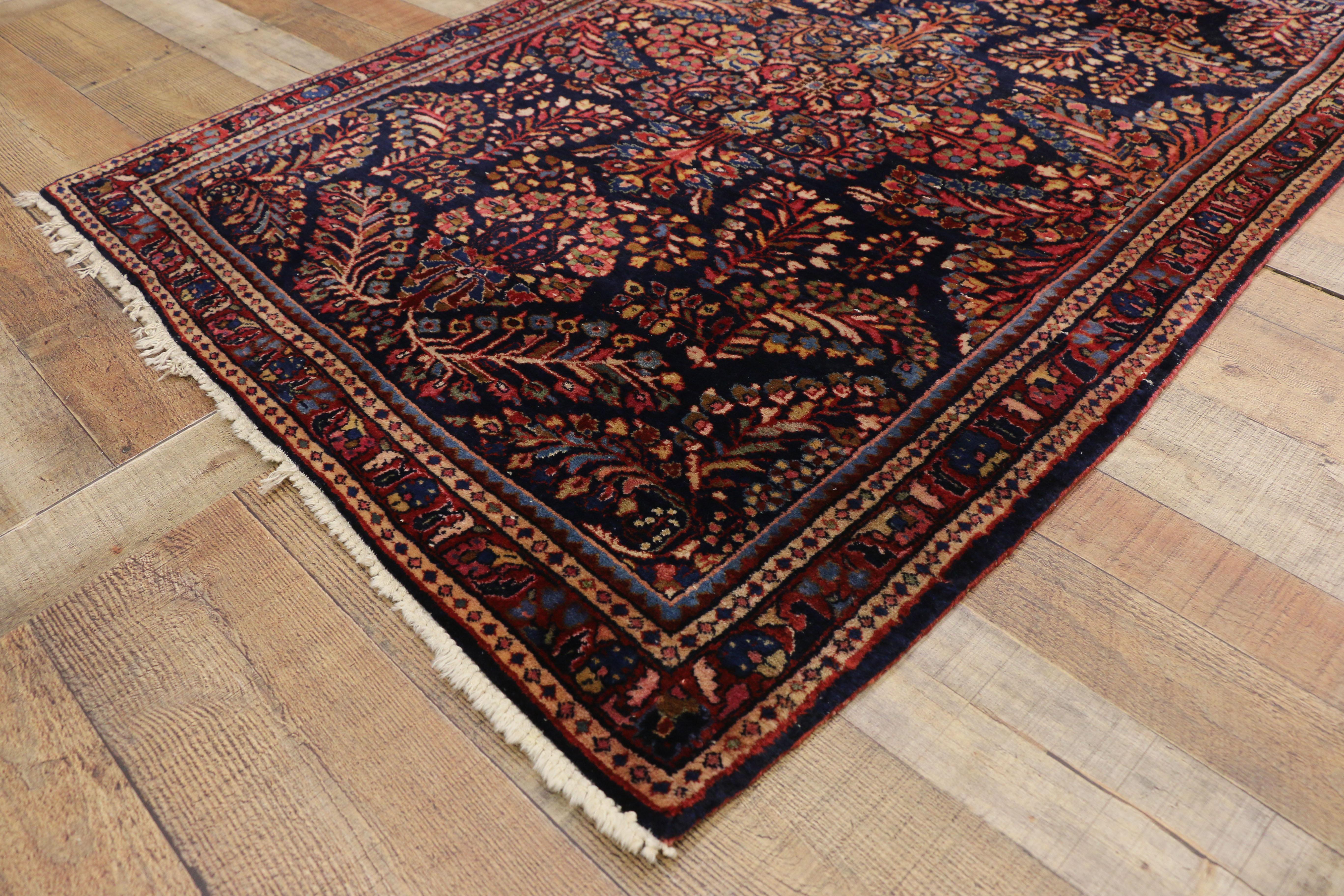 20th Century Antique Persian Sarouk Rug with Luxe Victorian Style, Scatter Rug