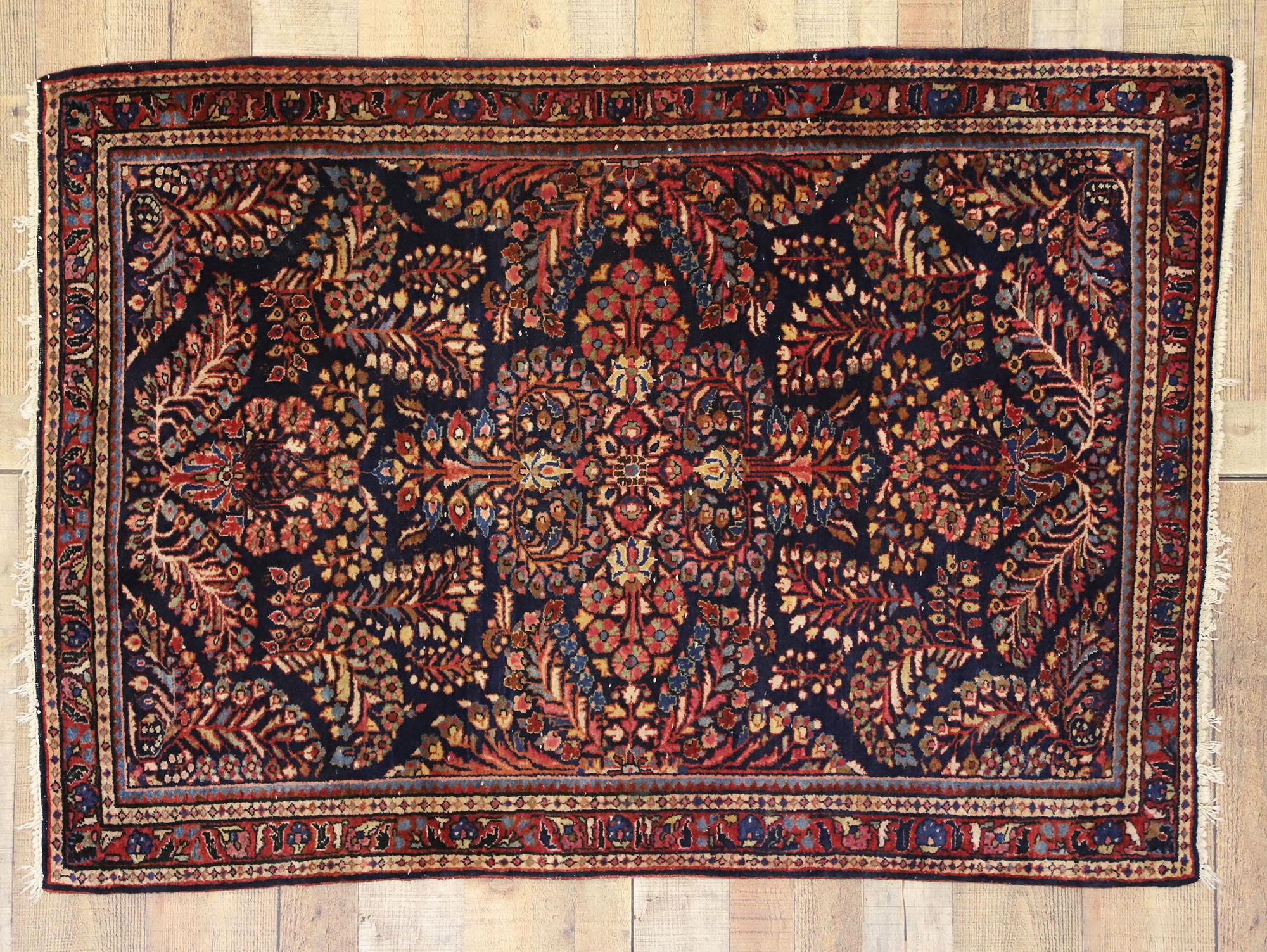 Antique Persian Sarouk Rug with Luxe Victorian Style, Scatter Rug 2