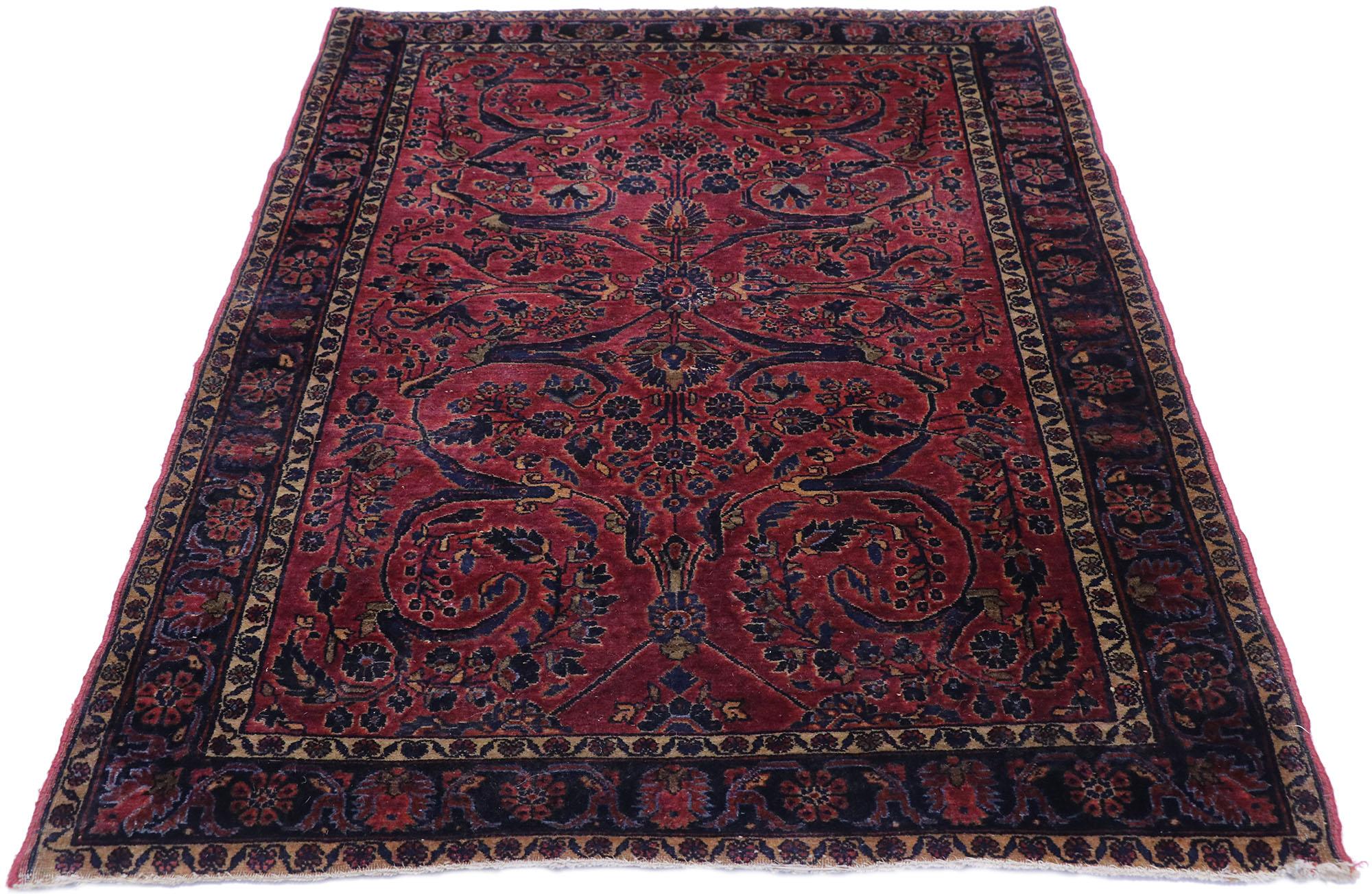 Sarouk Farahan Antique Persian Sarouk Rug with Old World Victorian Style For Sale