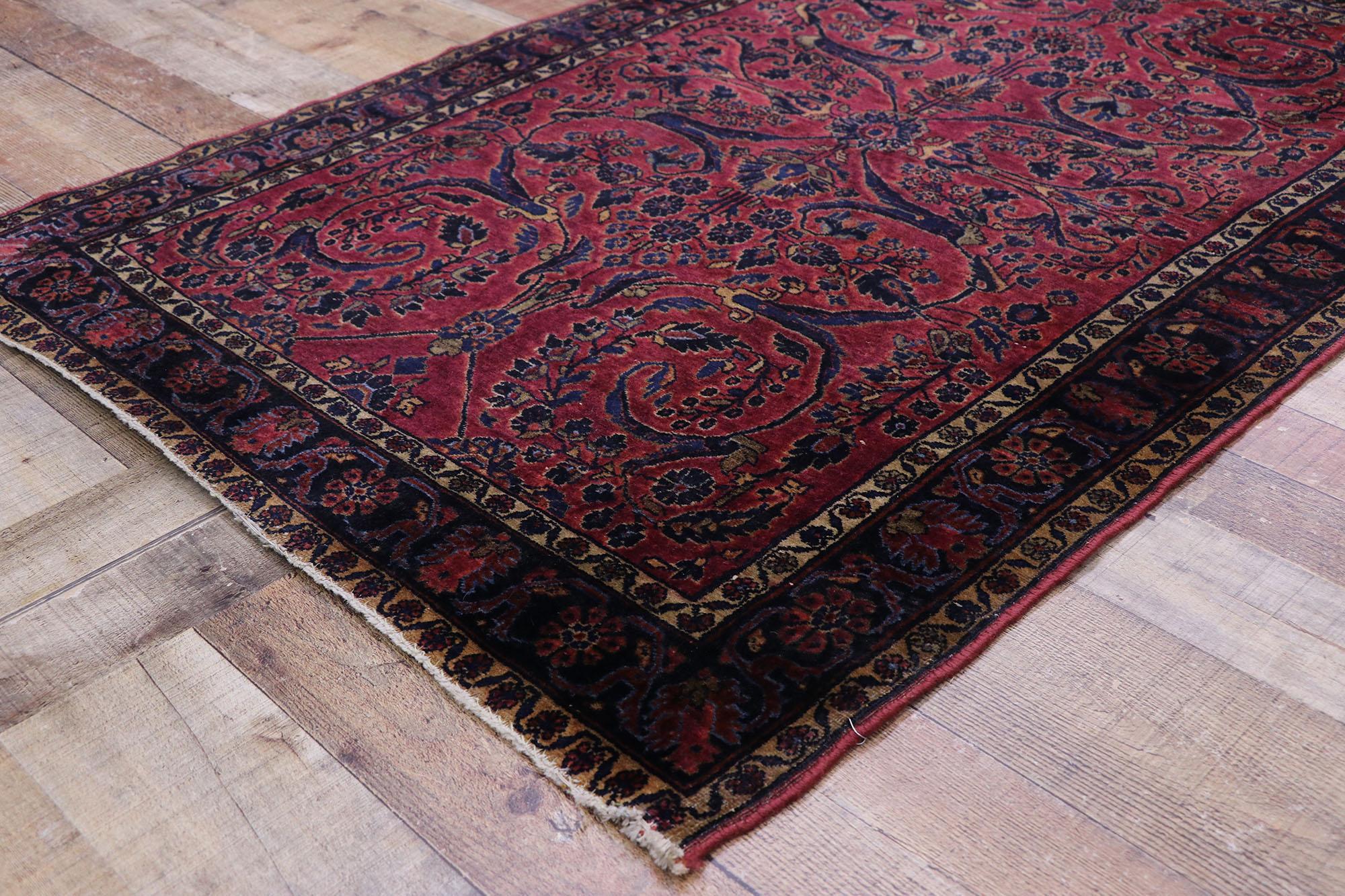 20th Century Antique Persian Sarouk Rug with Old World Victorian Style For Sale