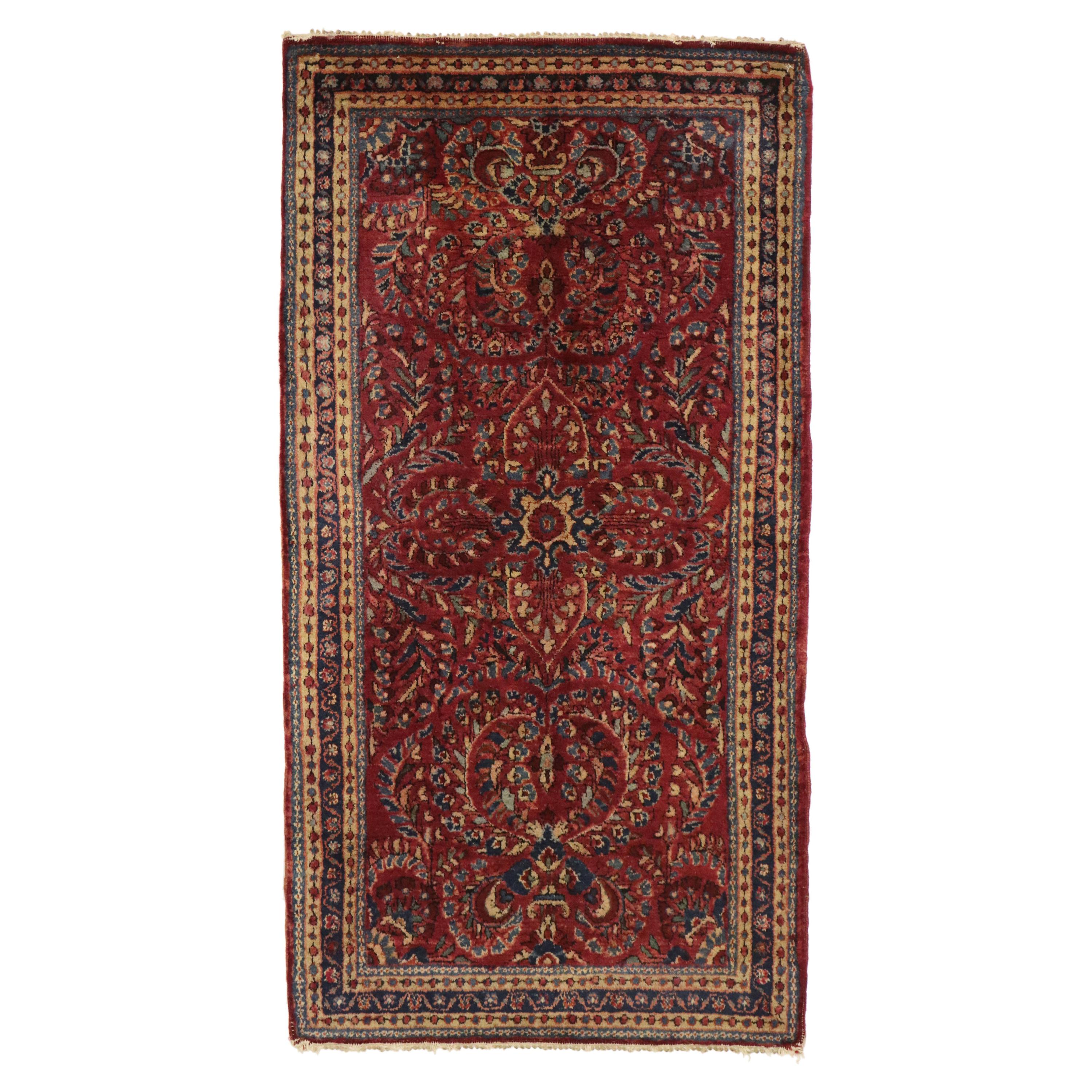 Antico tappeto persiano Sarouk con stile tradizionale Art Nouveau