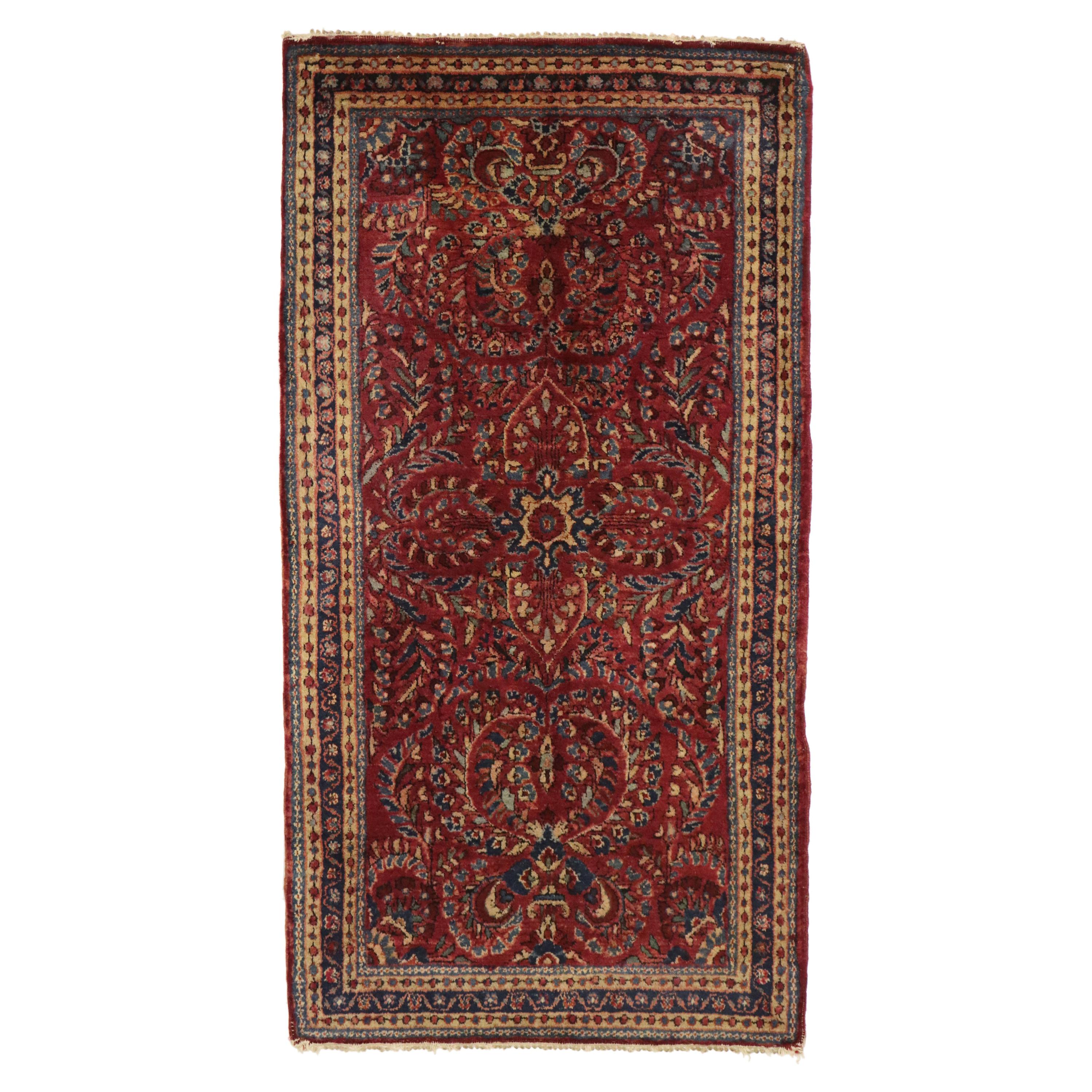 Tapis persan ancien de Sarouk avec style traditionnel Art nouveau