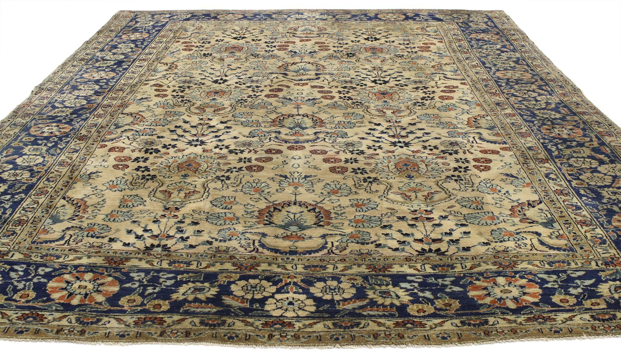 Sarouk Farahan Antique Persian Sarouk Rug with Italian Country Cottage Style For Sale
