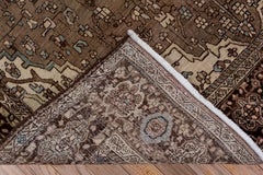 Antique Persian Sarouk Scatter Rug, Brown Field, Small Teal Accents