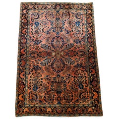 Antique Persian Sarouk, silky wool All-Over Design on Rust Field, Wool, 3x5 1915
