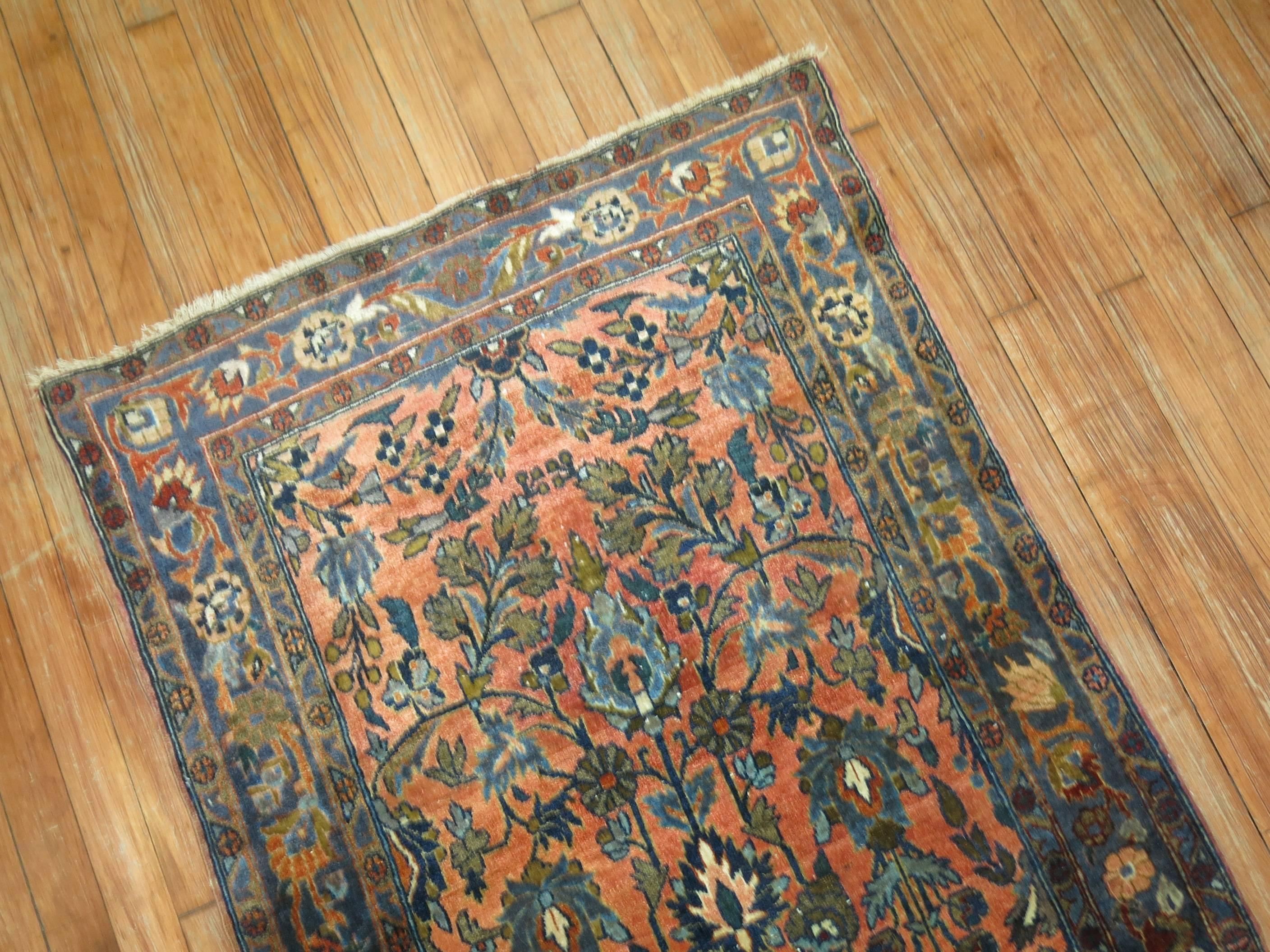 Hand-Woven Antique Persian Sarouk Small Runner