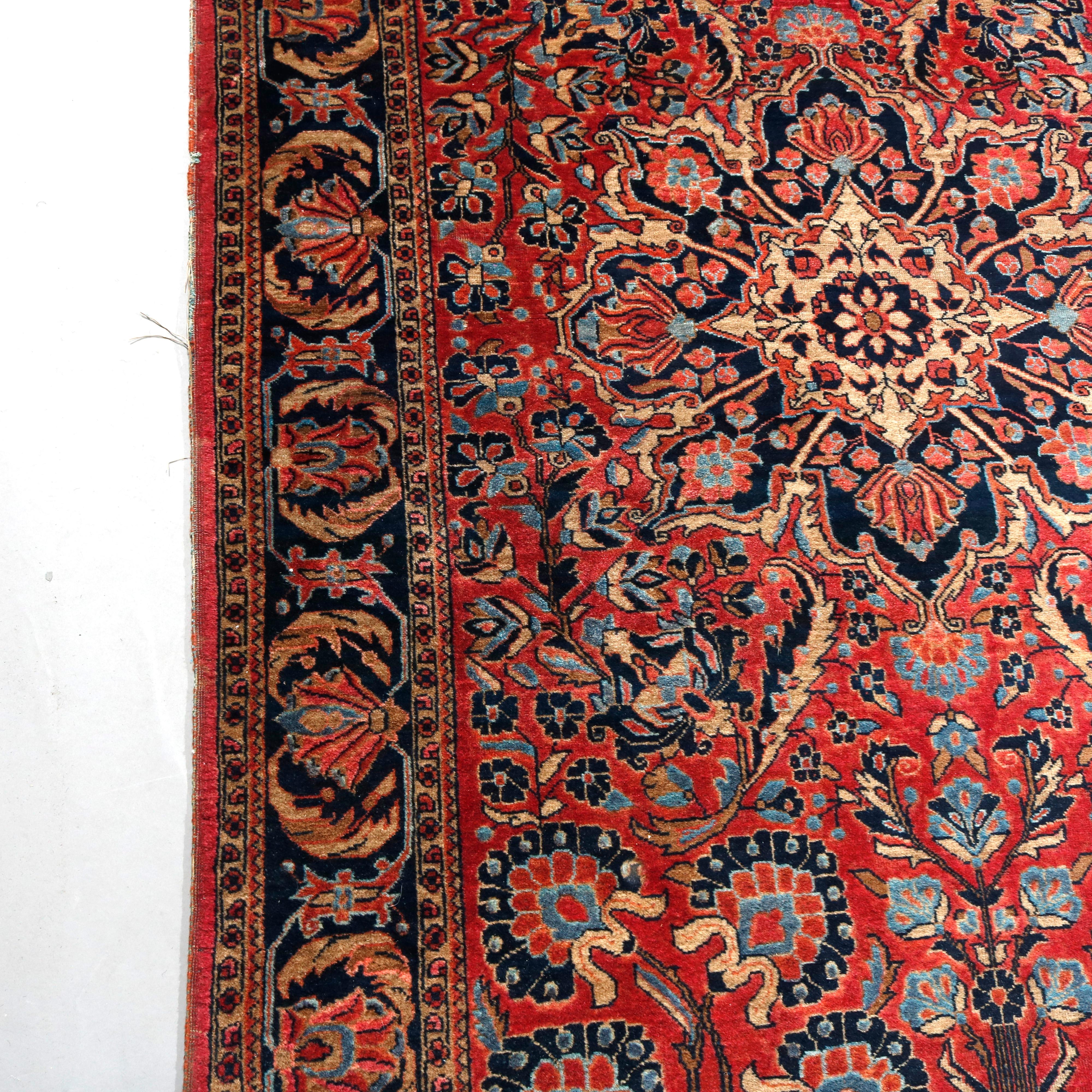 Antique Persian Sarouk Wool Oriental Rug, circa 1920 5
