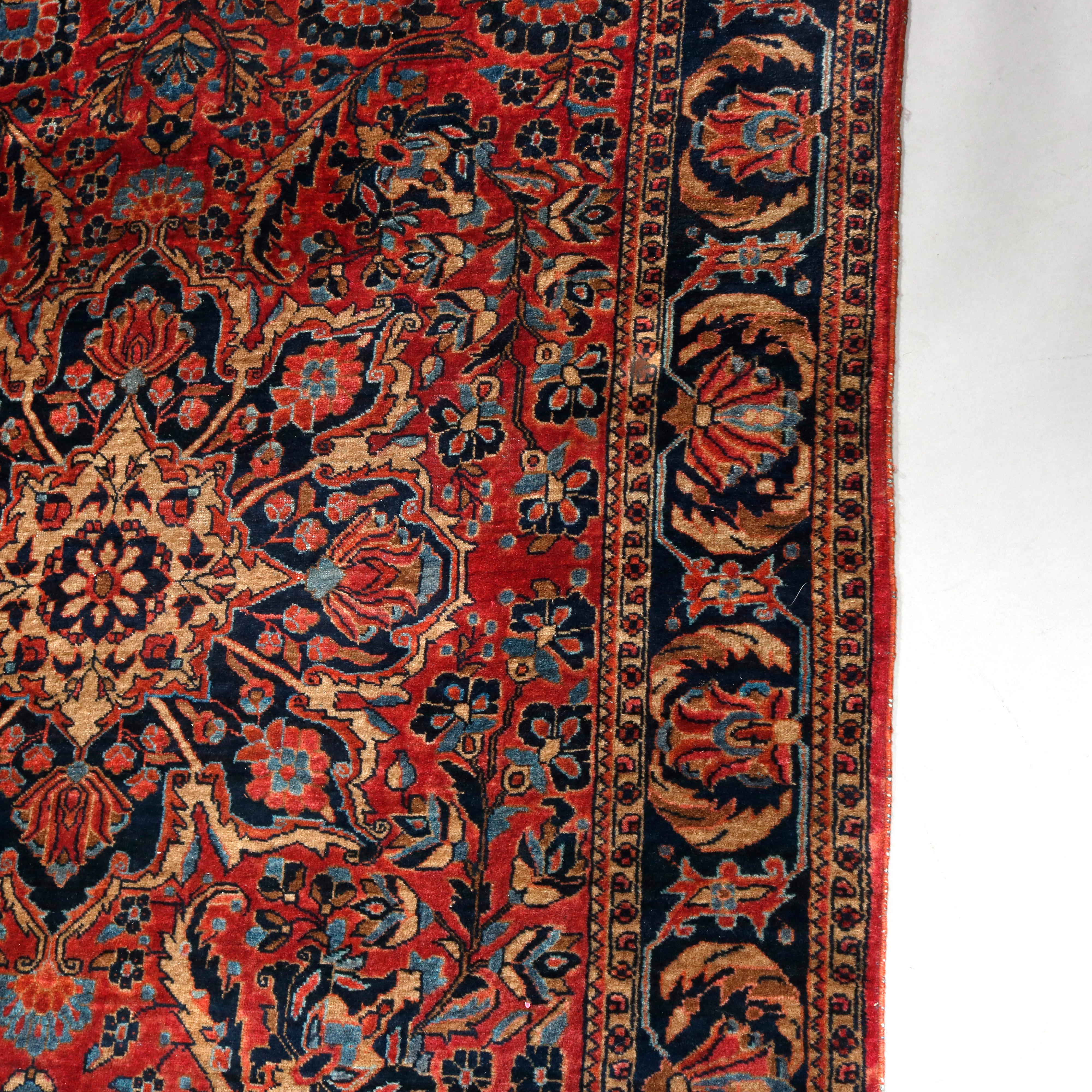 Antique Persian Sarouk Wool Oriental Rug, circa 1920 6