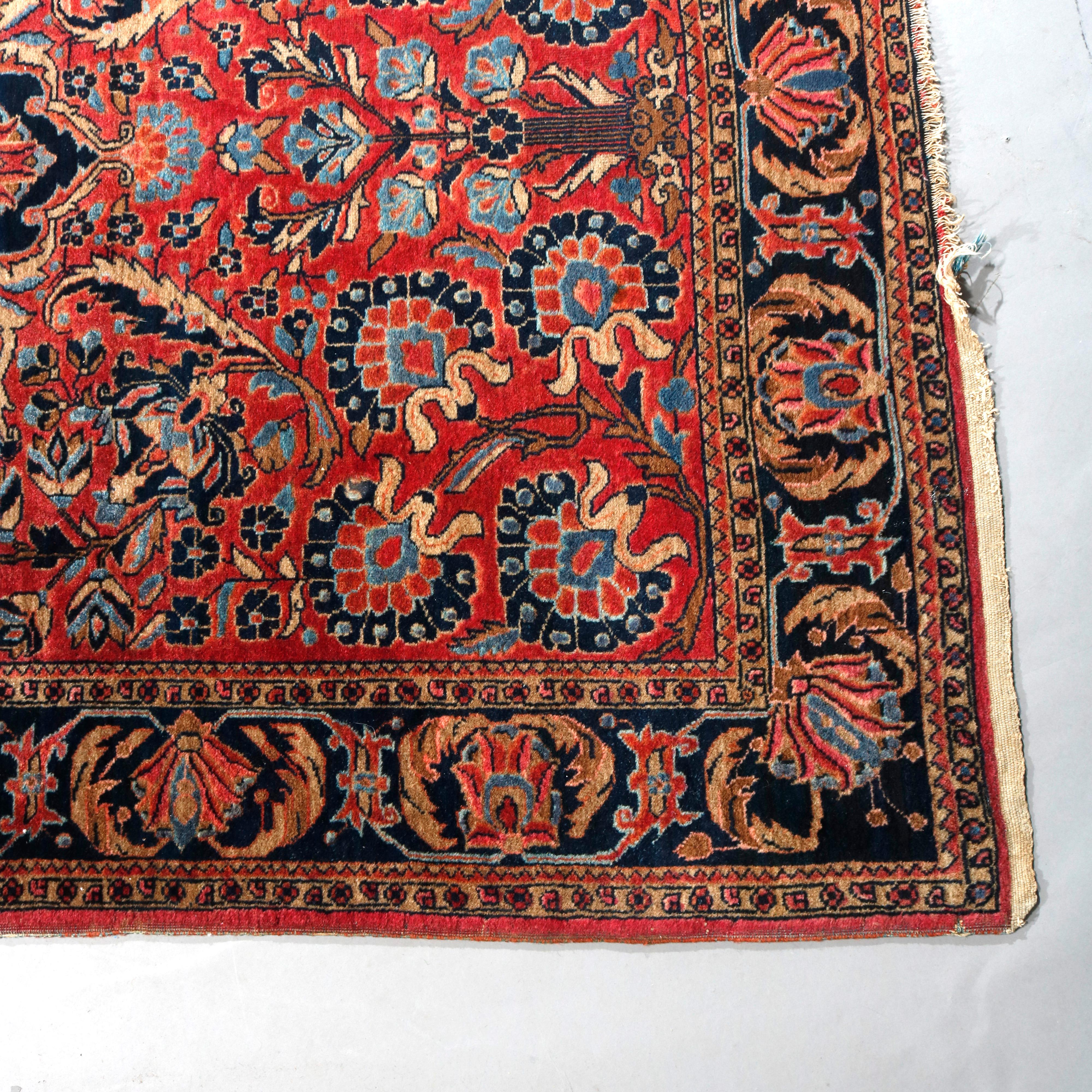 Antique Persian Sarouk Wool Oriental Rug, circa 1920 7