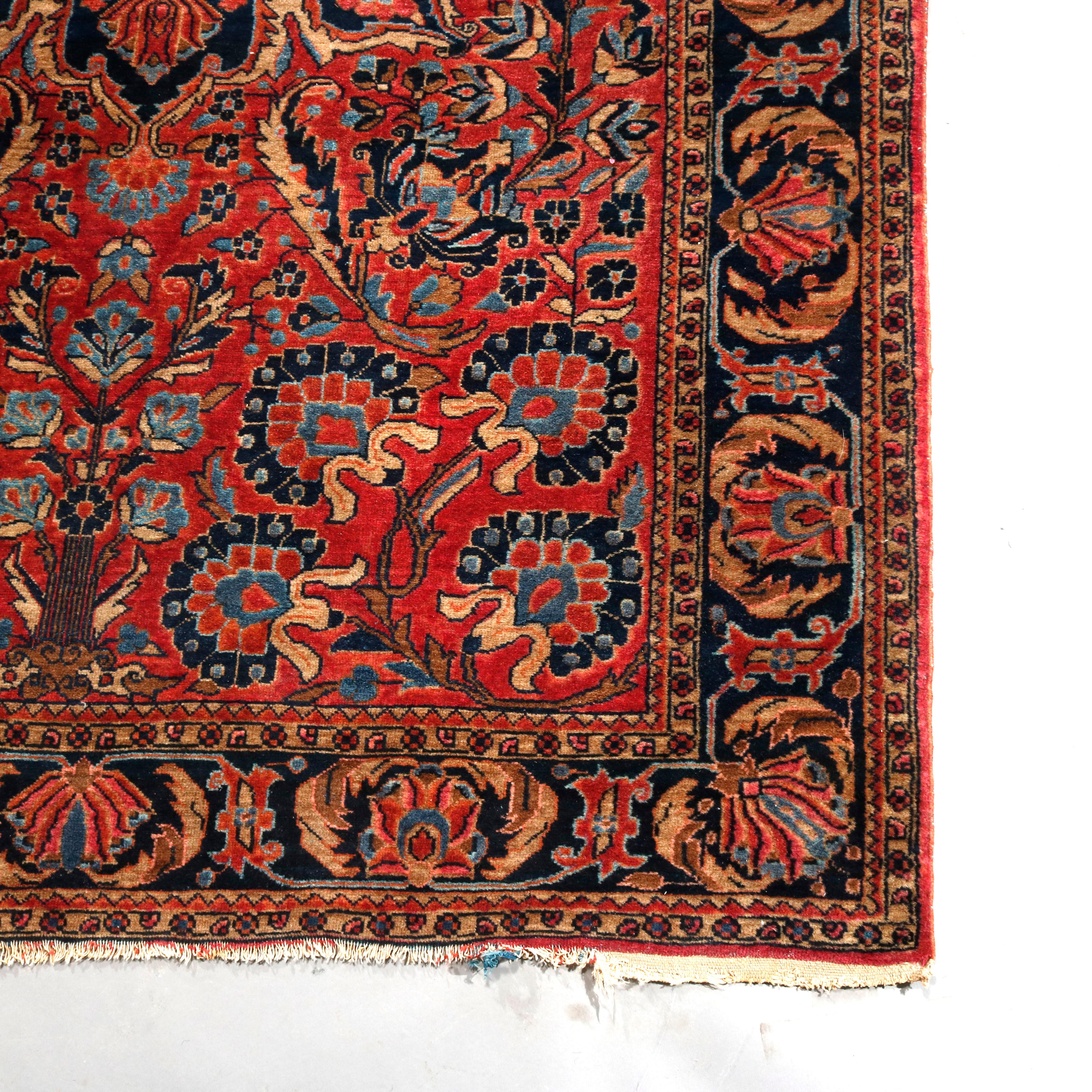 Antique Persian Sarouk Wool Oriental Rug, circa 1920 8