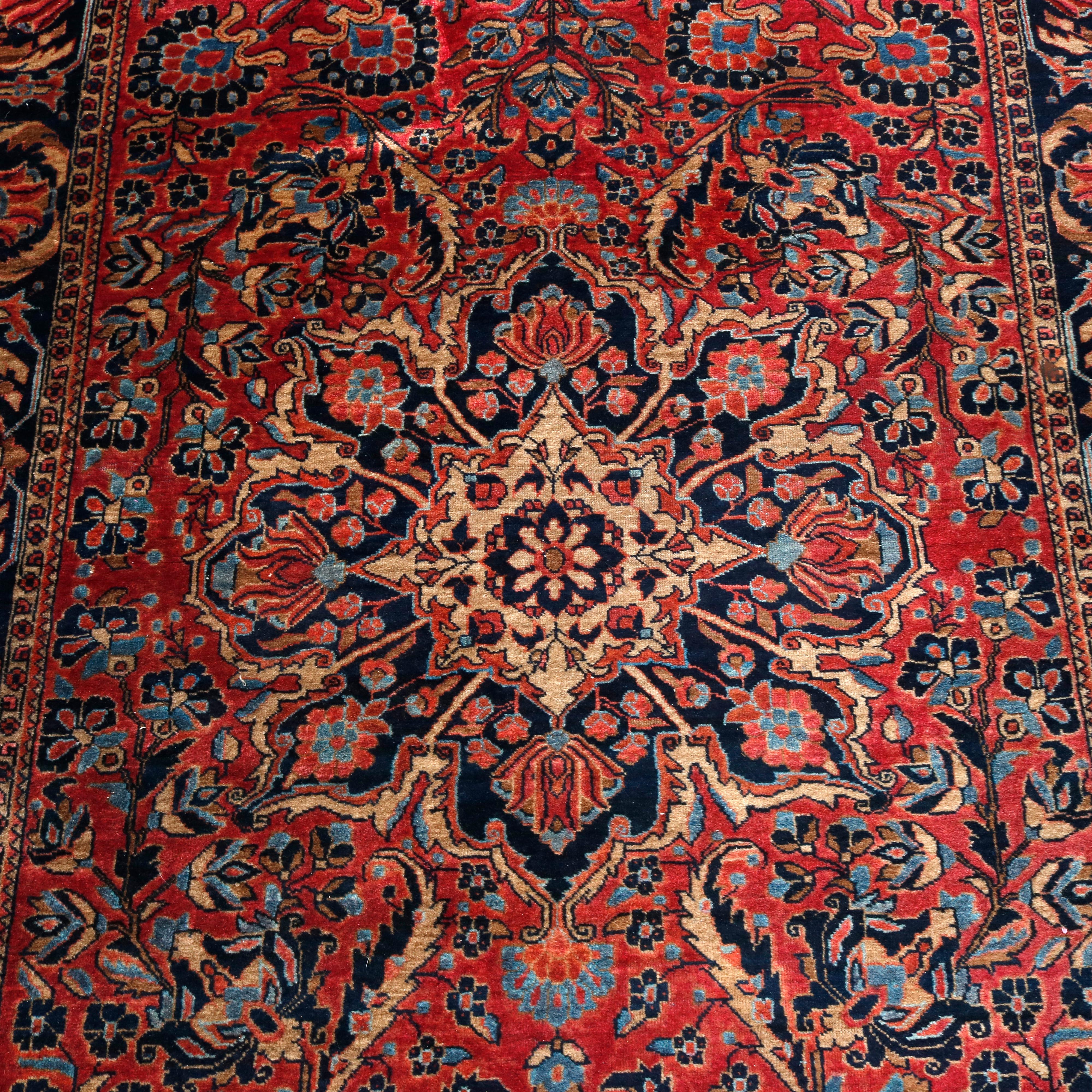 20th Century Antique Persian Sarouk Wool Oriental Rug, circa 1920