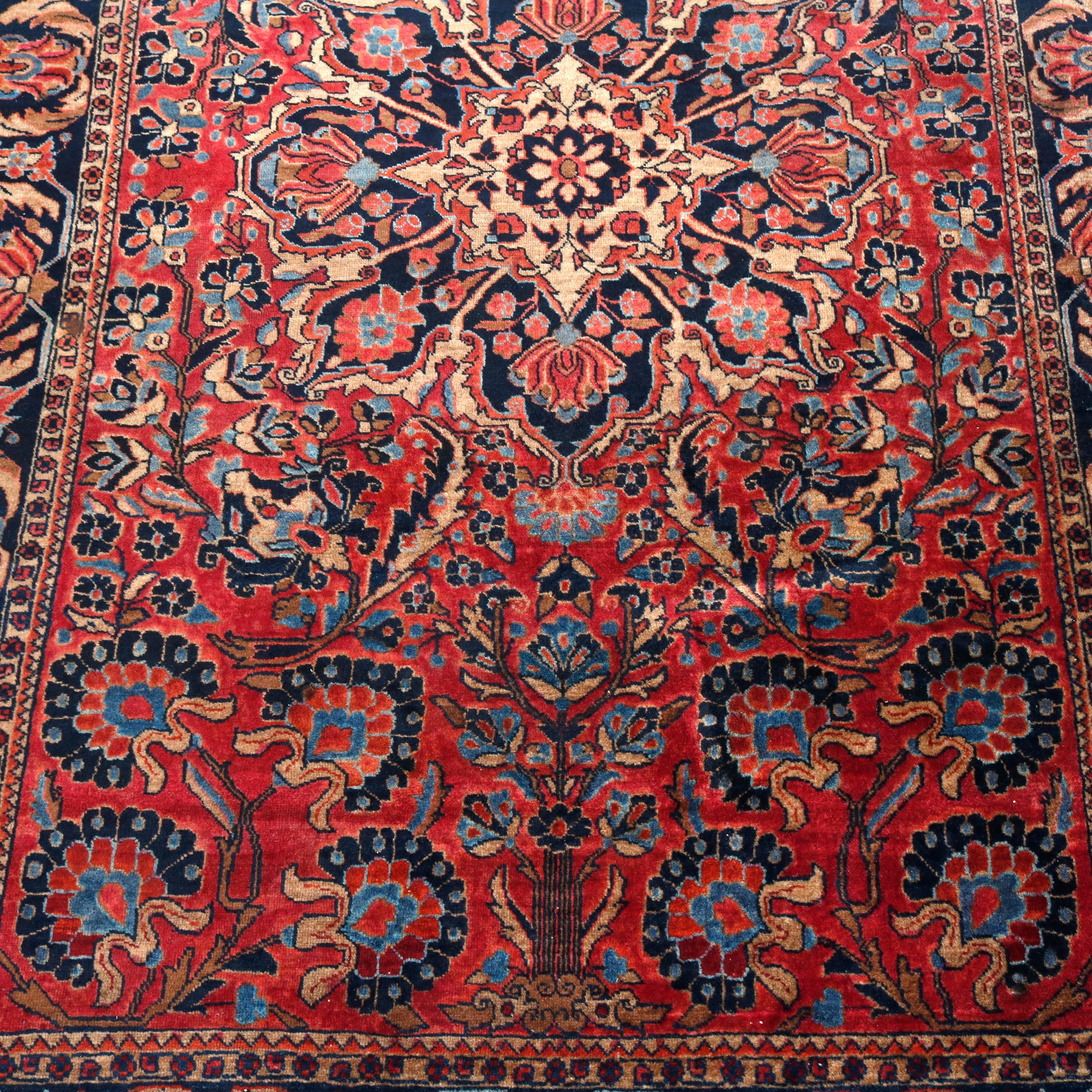 Antique Persian Sarouk Wool Oriental Rug, circa 1920 1