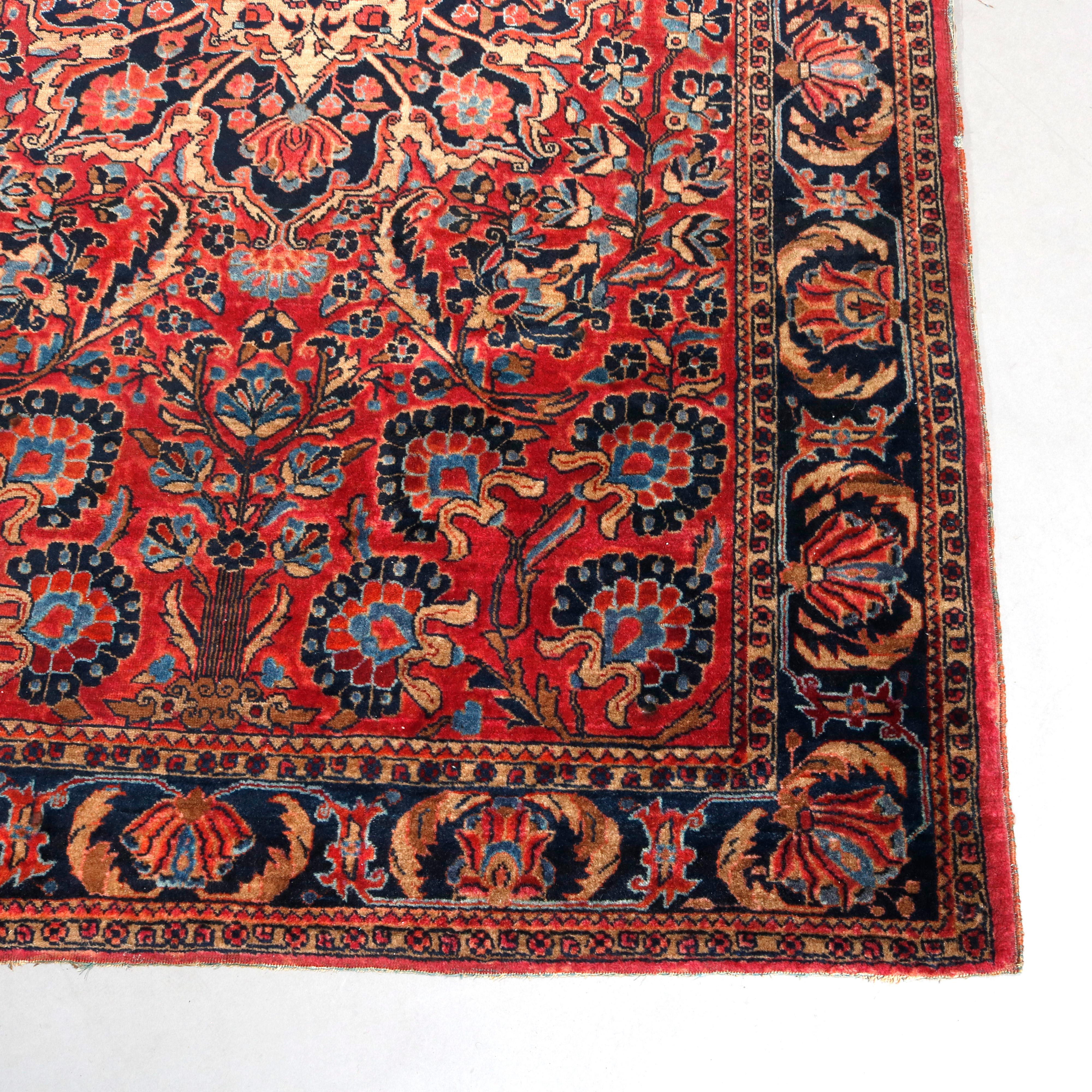 Antique Persian Sarouk Wool Oriental Rug, circa 1920 3
