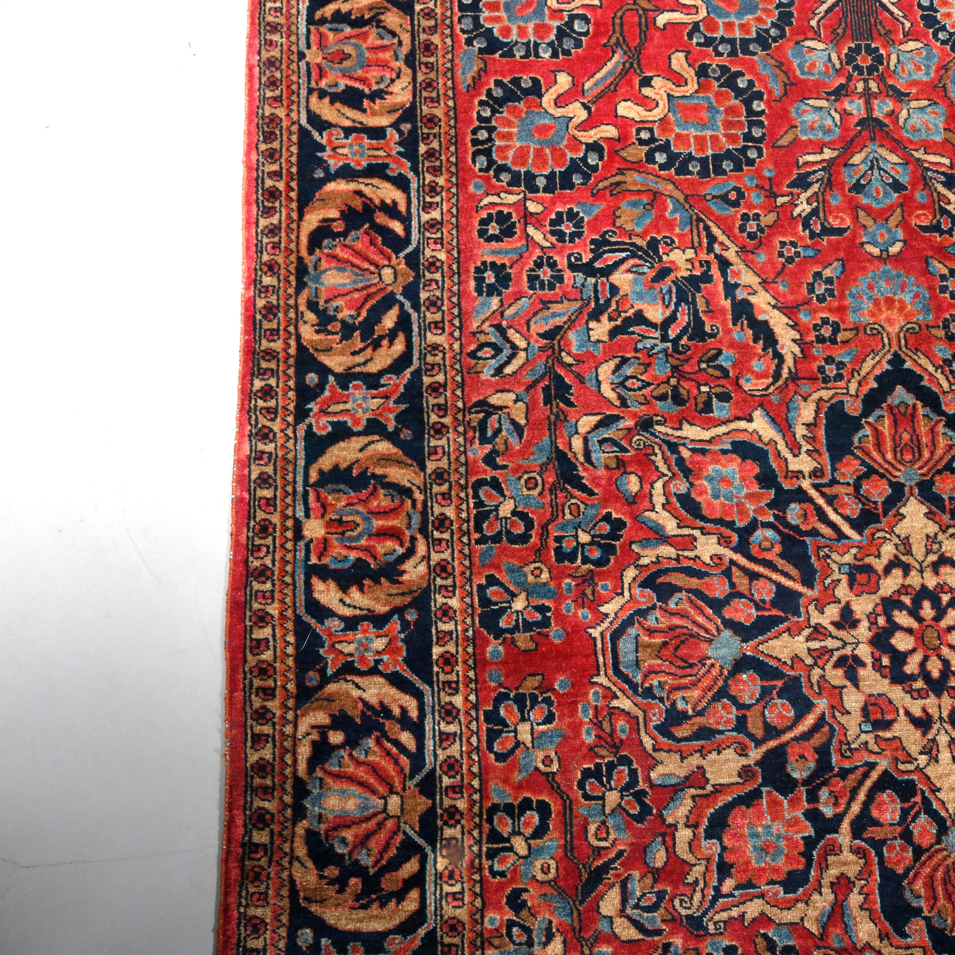 Antique Persian Sarouk Wool Oriental Rug, circa 1920 4