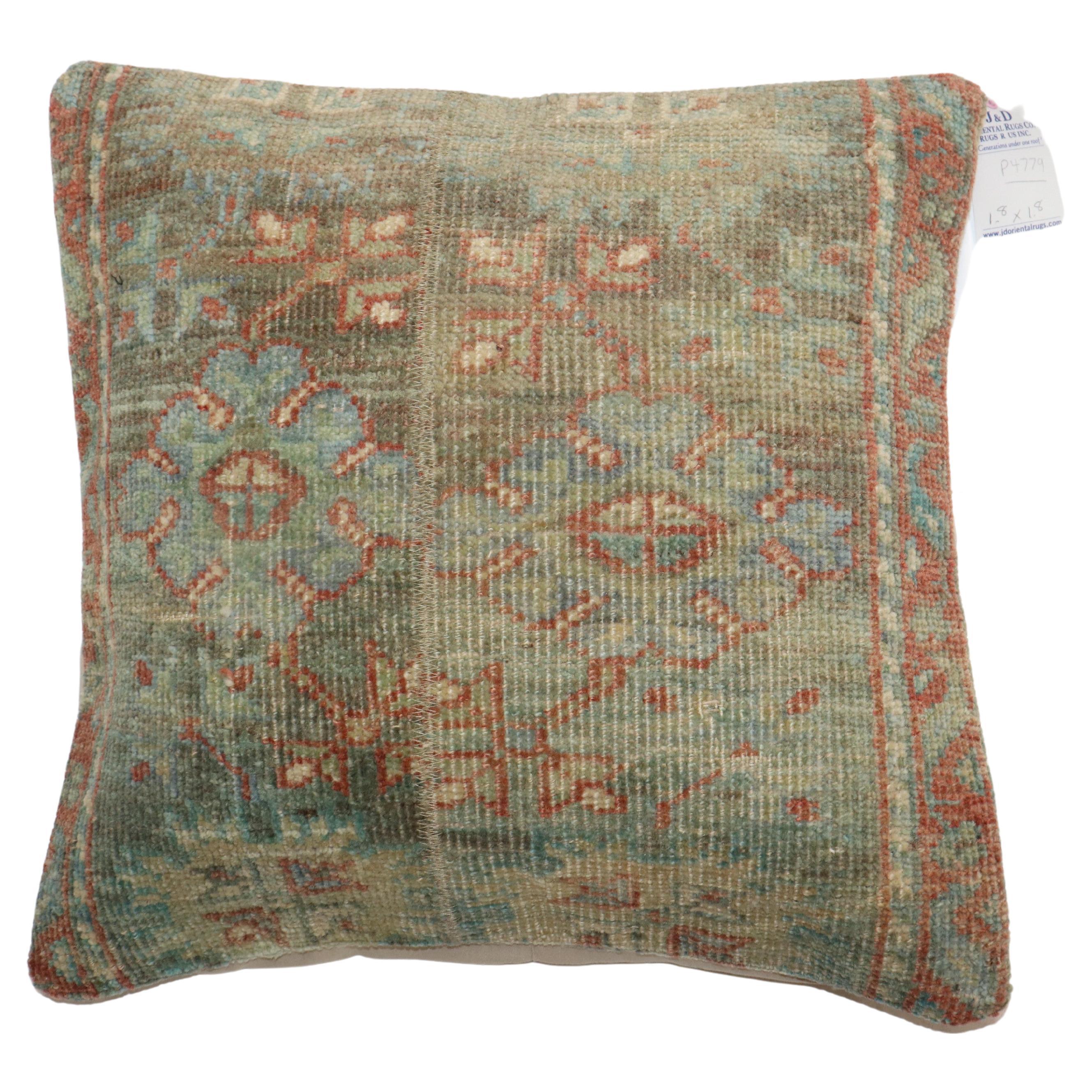 Antique Persian Sea Foam Color Rug Pillow For Sale