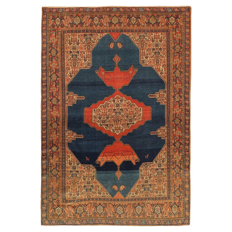 Grand Tapis Persan Ancien Fait Main - Laine, 130 X 189 Cm, Multicolore