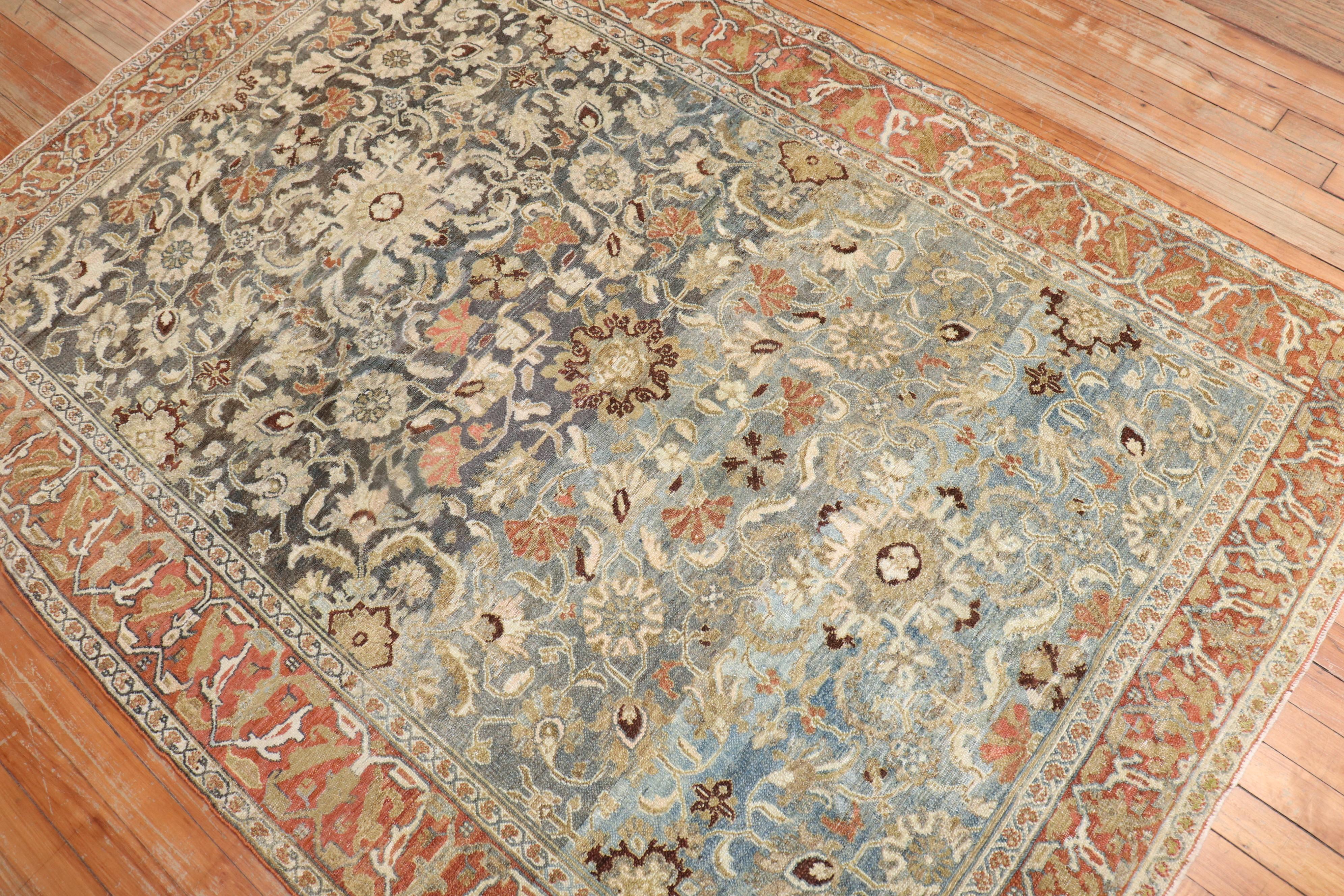 Hand-Knotted Antique Persian Senneh Bibikabad Rug For Sale