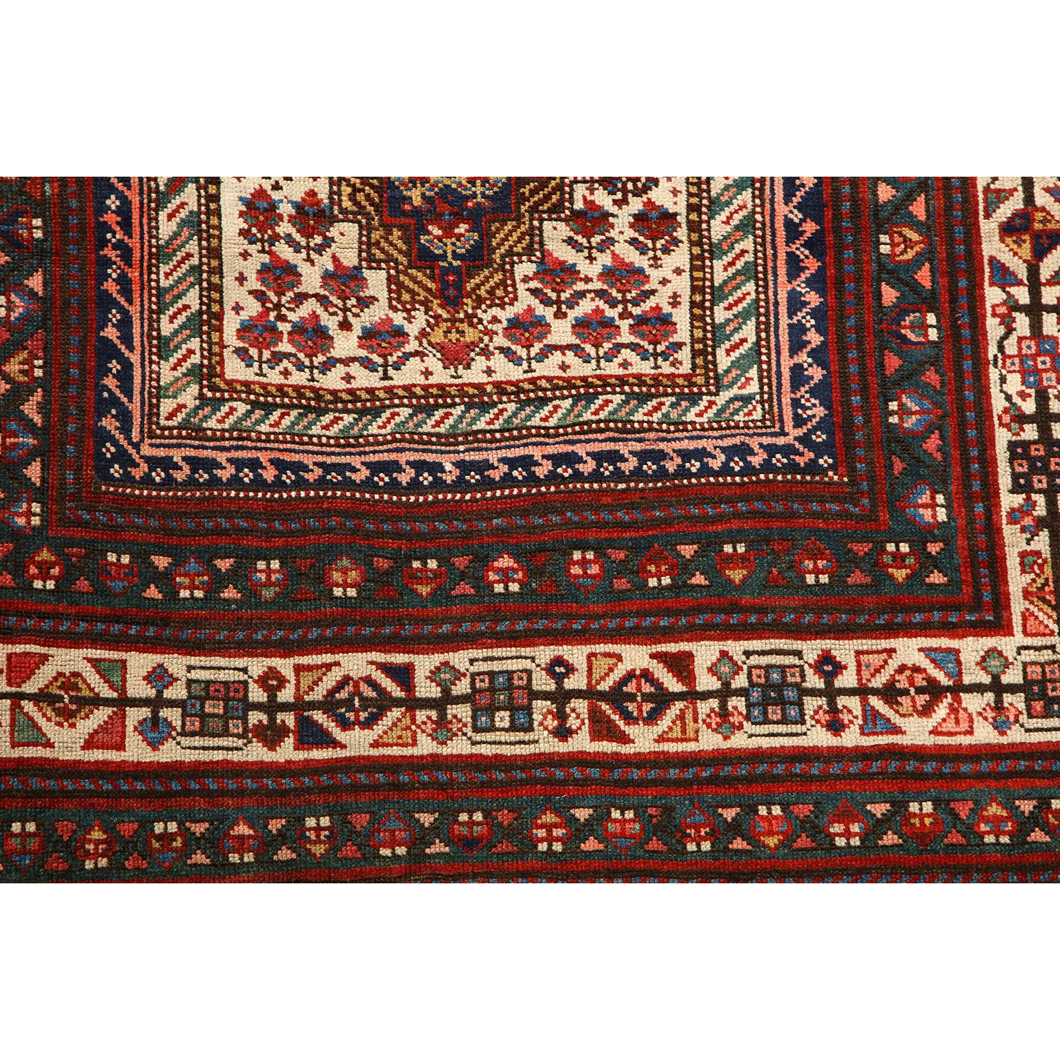 Early 20th Century Antique 1900s Wool Persian Senneh Rug, 5' x 9' For Sale
