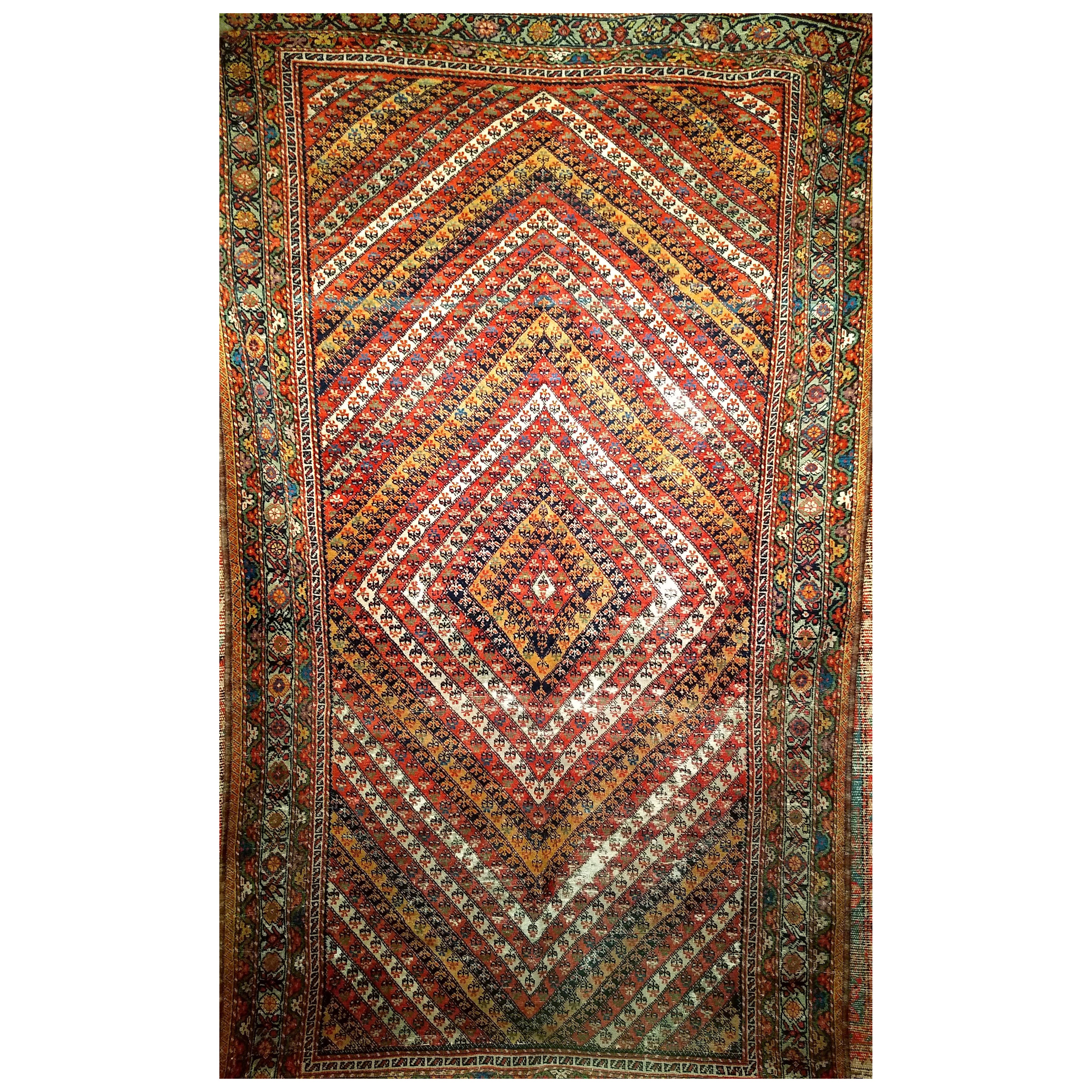 Antiker persischer Senneh "Hashtrang" Flächenteppich mit Allover-Paisley-Muster im Angebot